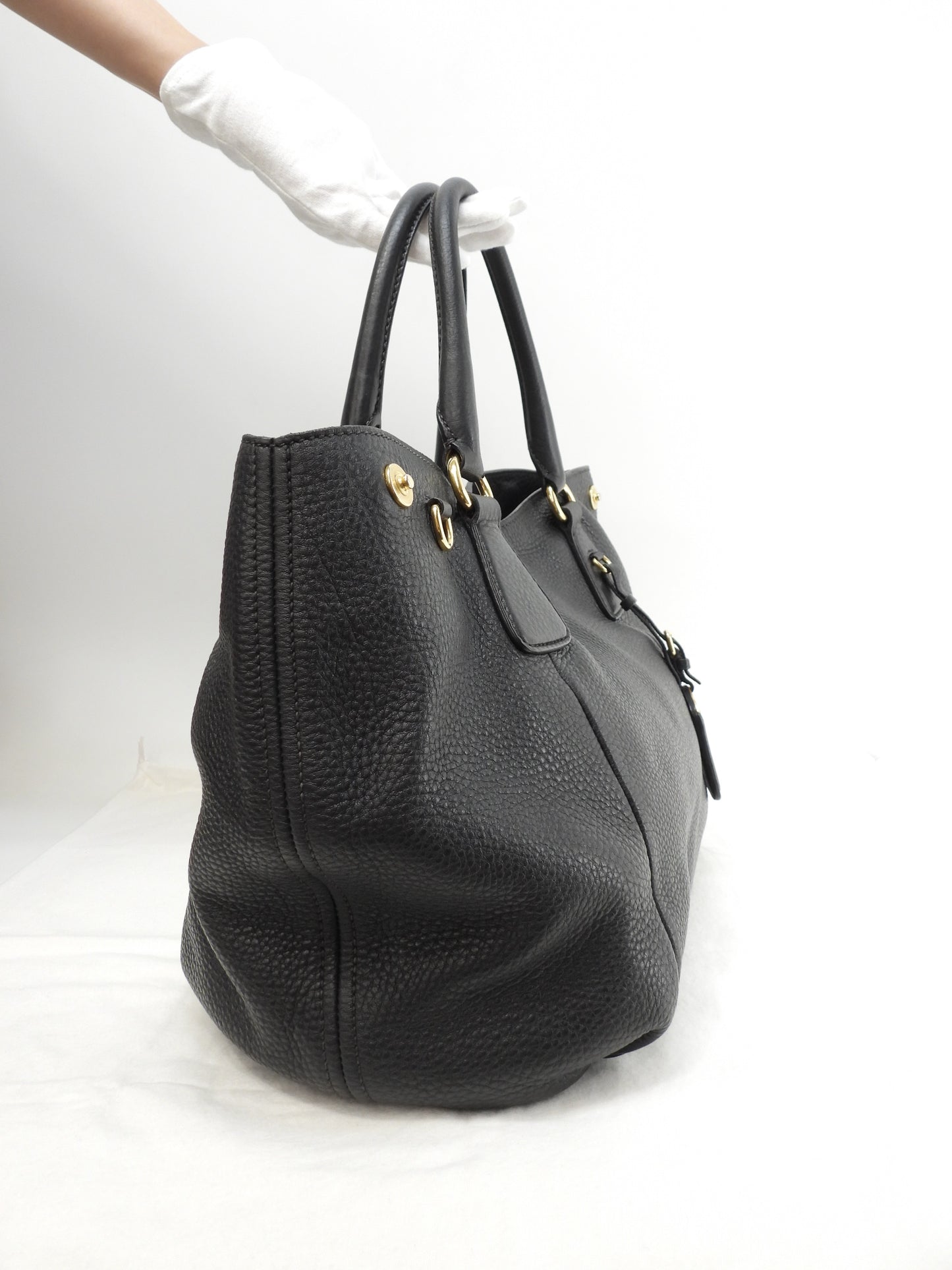 プラダ ハンドバッグ トリヨンレザー 黒 トートバッグ 美品@100
