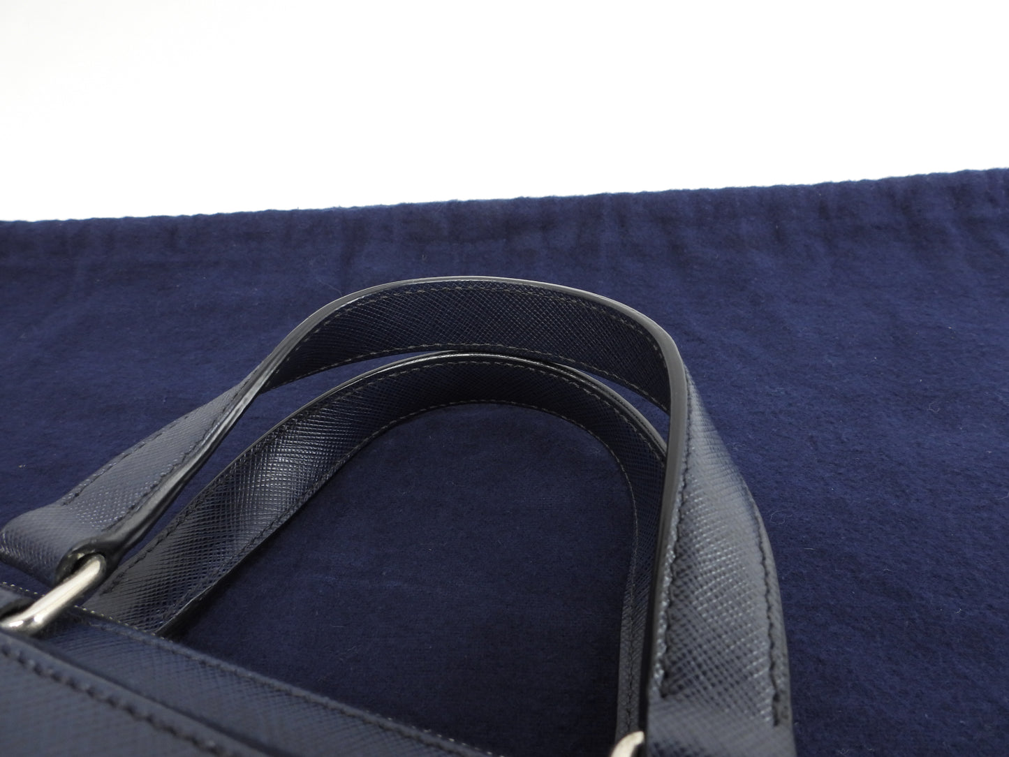 Prada Briefcase Saffiano Navy Blue Briefcase Document Case Good Condition @ 17