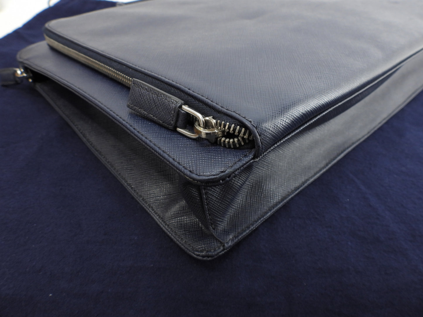 Prada Briefcase Saffiano Navy Blue Briefcase Document Case Good Condition @ 17