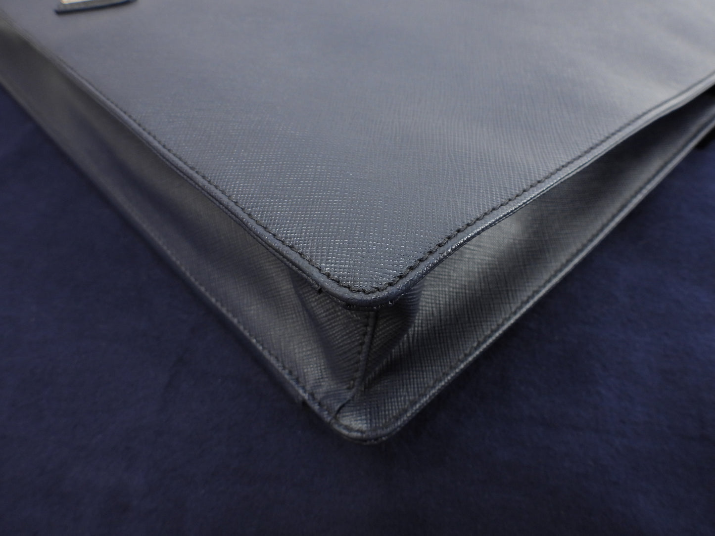 Prada Briefcase Saffiano Navy Blue Briefcase Document Case Good Condition @ 17