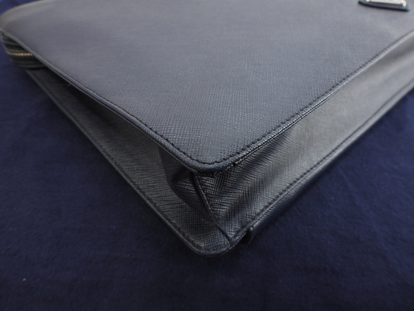 Prada Briefcase Saffiano Navy Blue Briefcase Document Case Good Condition @ 17