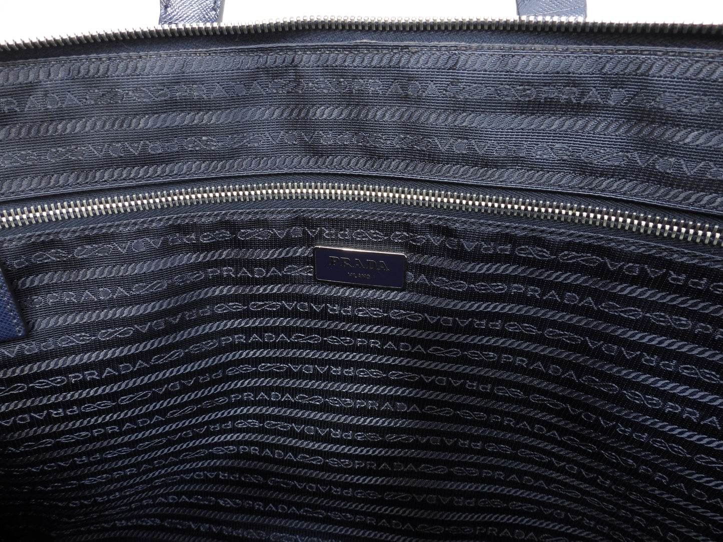 Prada Briefcase Saffiano Navy Blue Briefcase Document Case Good Condition @ 17