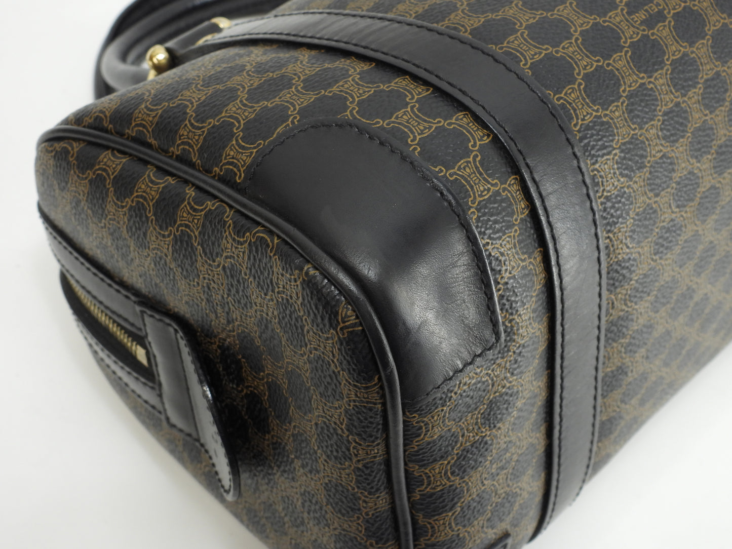 セリーヌ ハンドバッグ トリオンフ レザー黒 スピーディ25 マカダム 美品@MC97/2