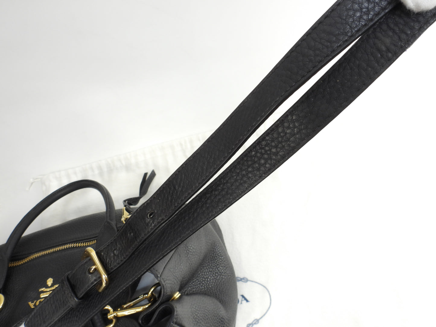 プラダ s付ハンドバッグ トリヨンレザー 黒 トートバッグ中 美品@165