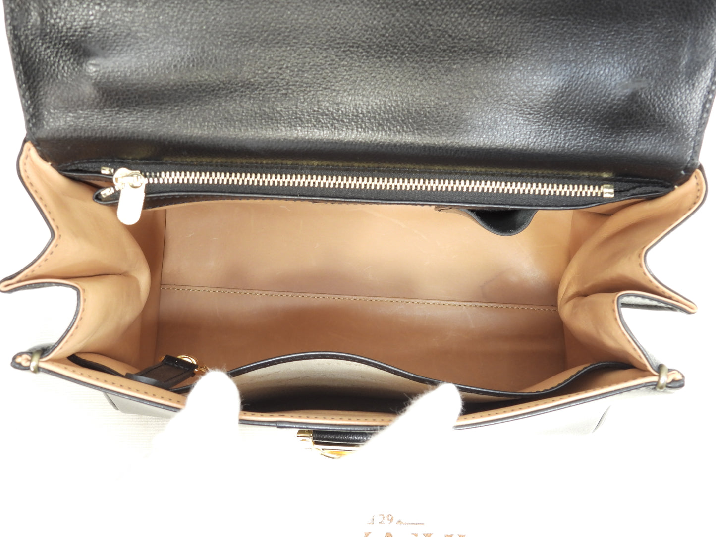 デルボー ブリヨンMM 型押レザー黒 ゴールド金具 ハンドバッグ ケリー型 美品@ 2