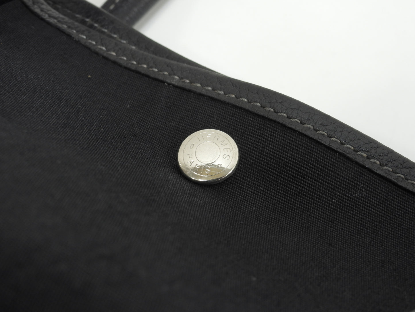 エルメス ガーデンパーティPM コットン/レザー 黒 トートバッグ ハンドバッグ@□G 8