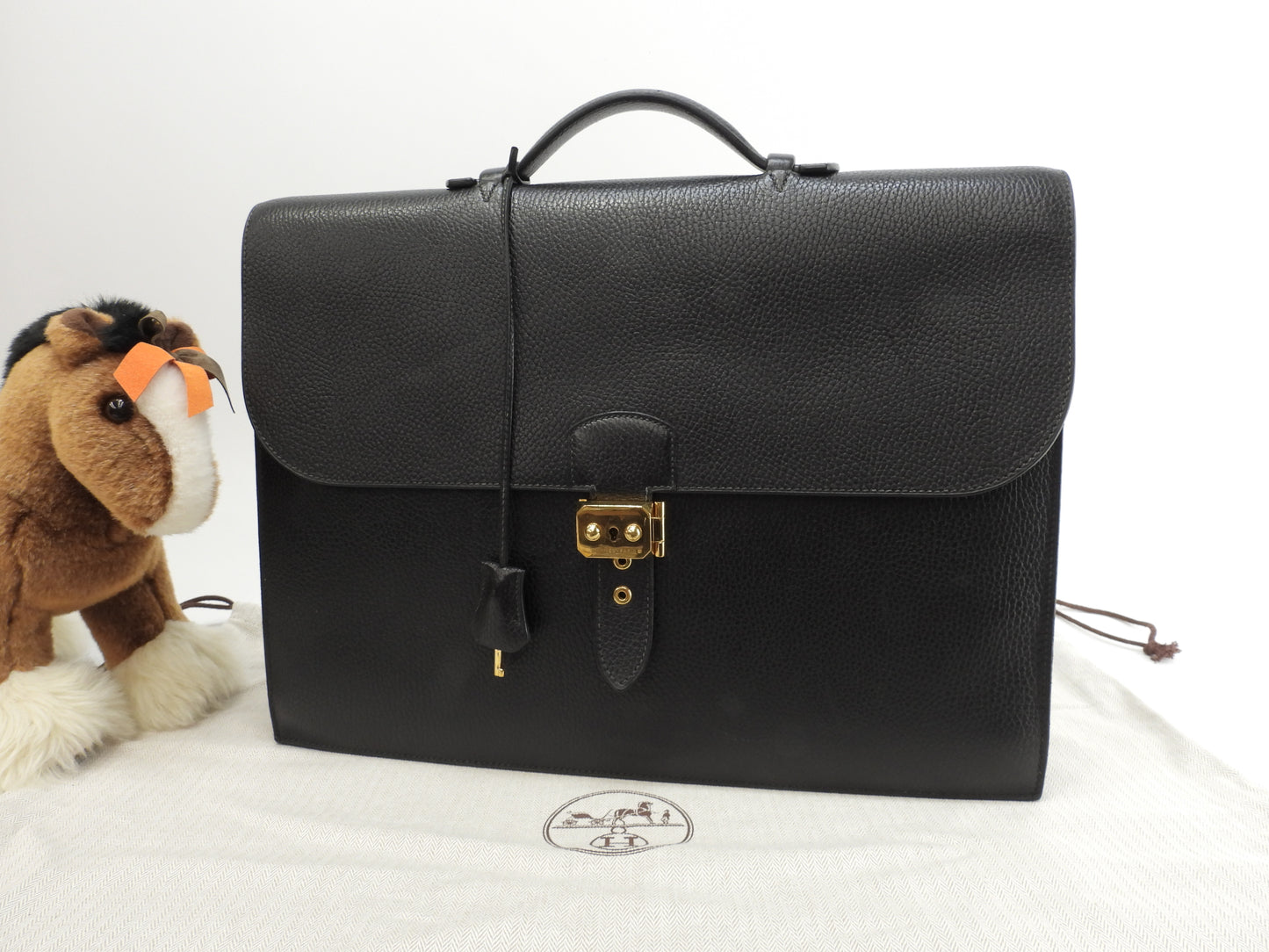 Hermes Sac A Depeche 41 Ardennes Black Men's Briefcase @〇Y
