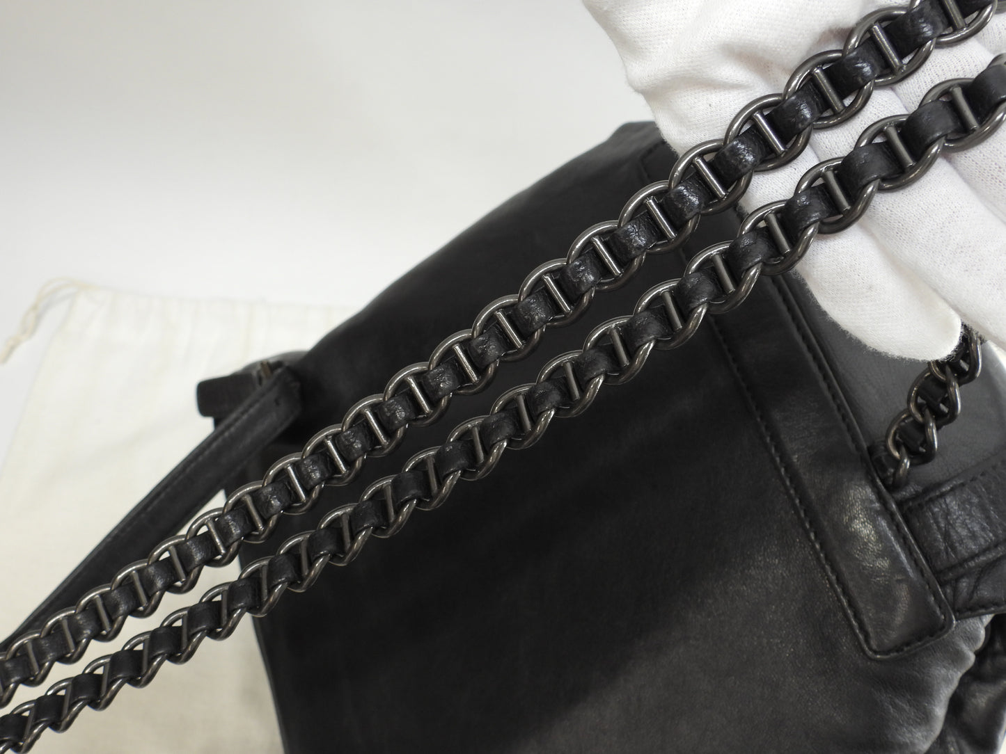 プラダ バックパック中 チェーン ナッパレザー黒 リュックサック バッグ@ 3