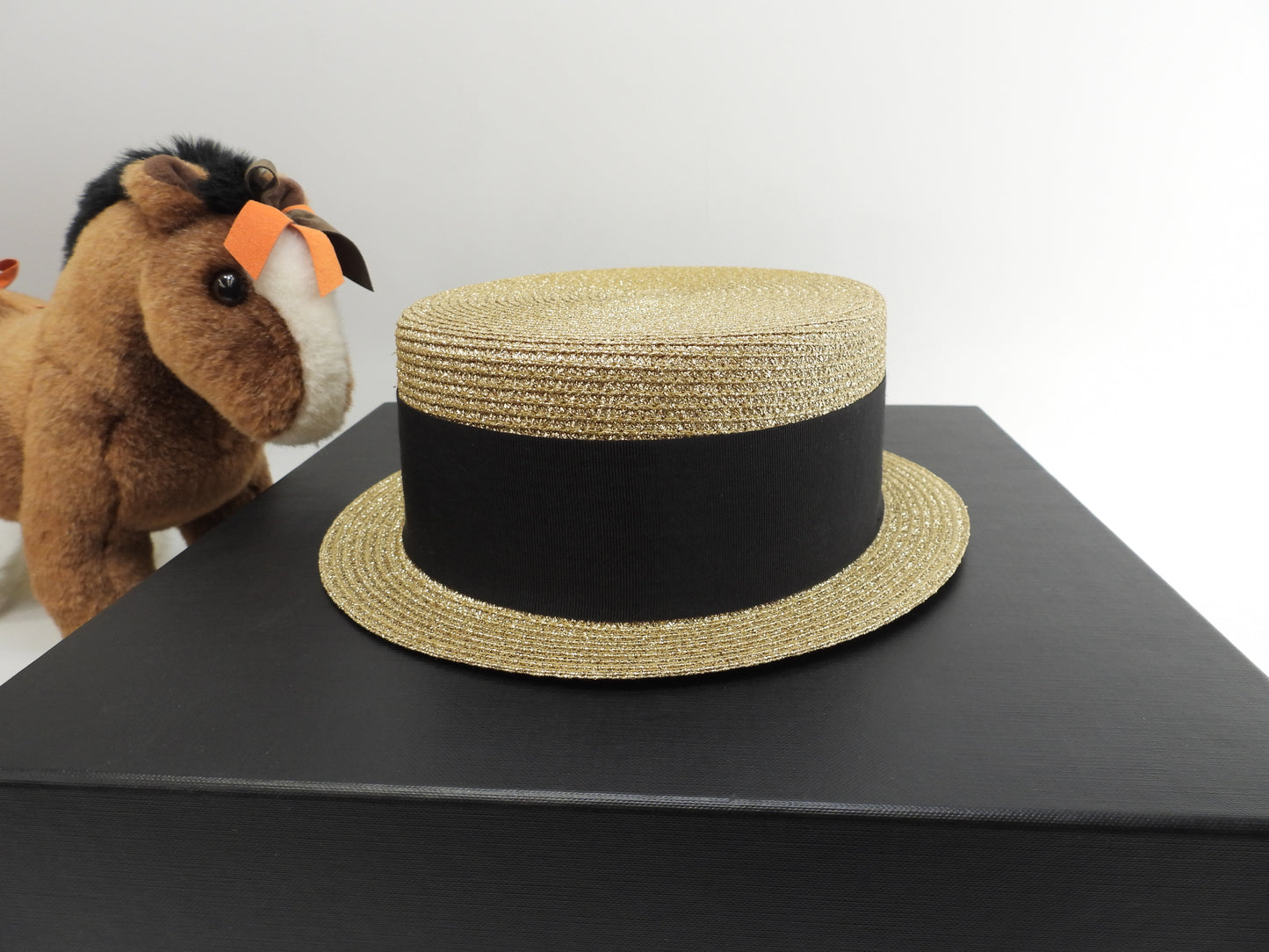Saint Laurent hat gold black band ladies hat very good condition @ 1