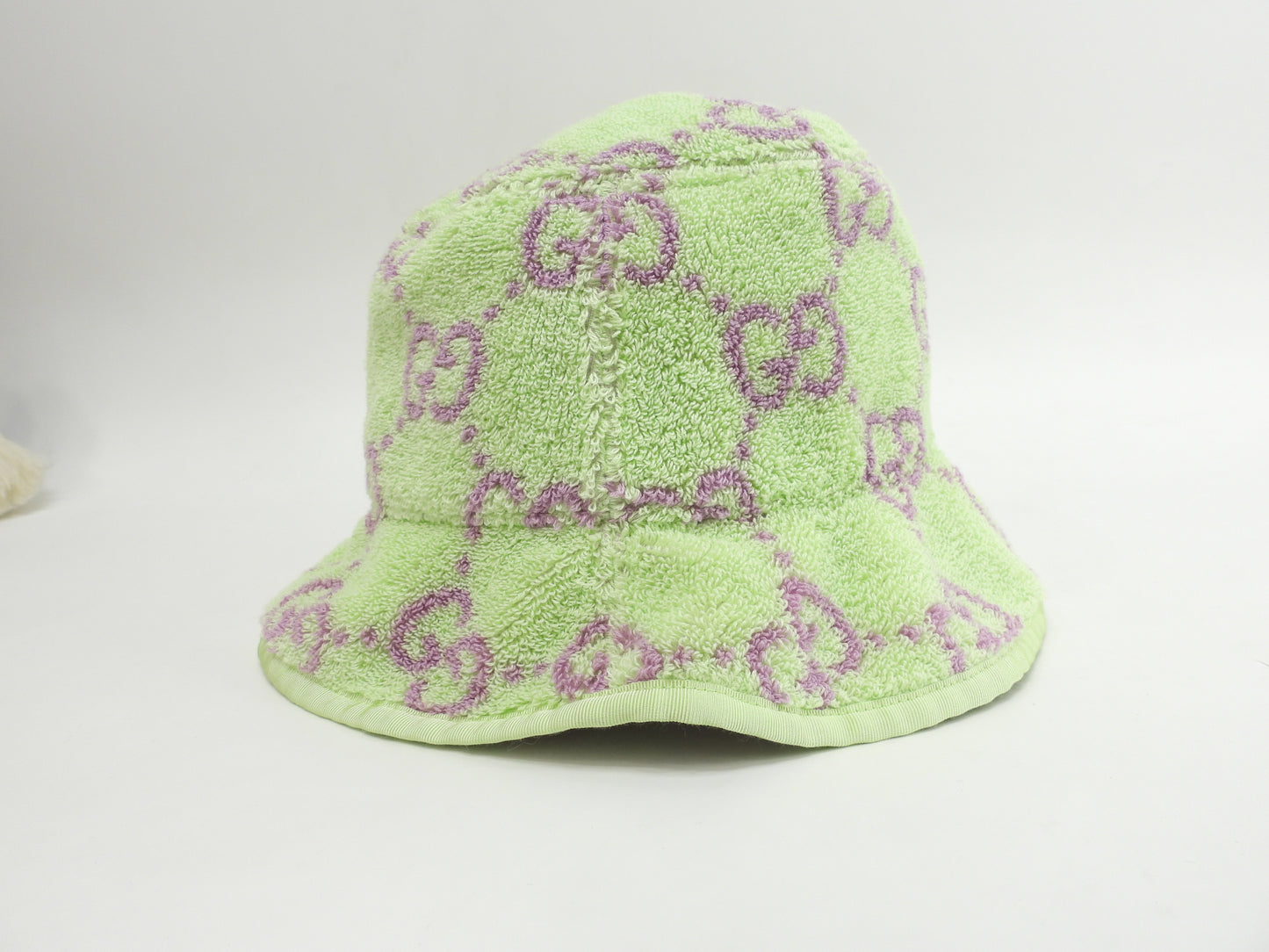 グッチ バゲットハット ピンクGG コットンパイル地緑 ヘッドウォーマー 美品@ 1