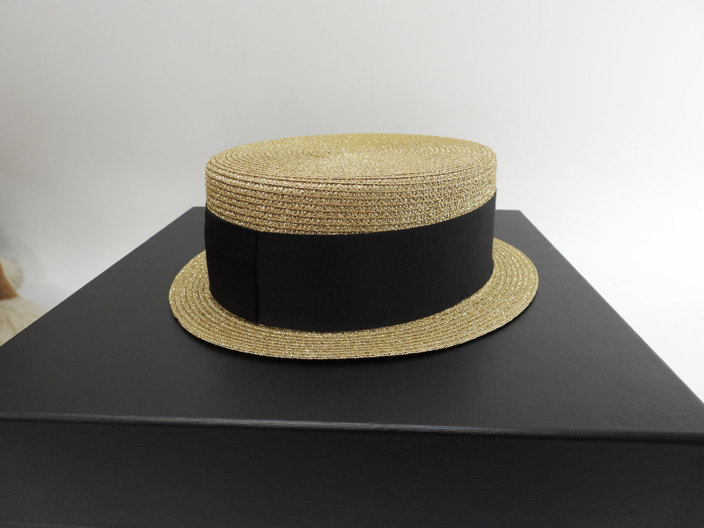 Saint Laurent hat gold black band ladies hat very good condition @ 1