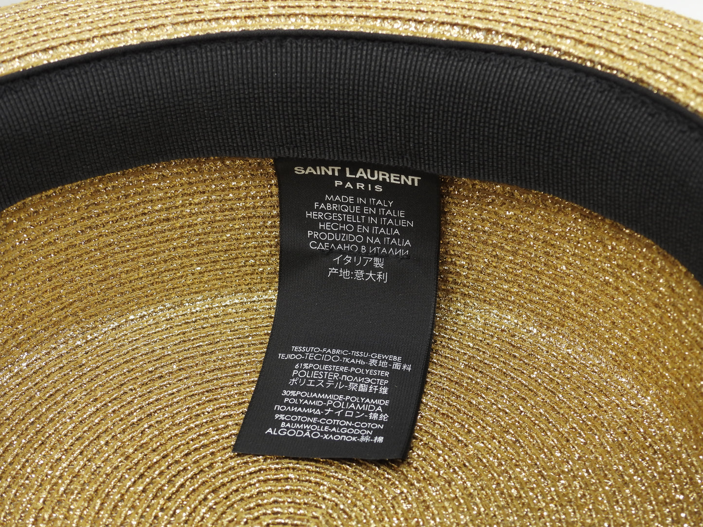 Saint Laurent hat gold black band ladies hat very good condition @ 1