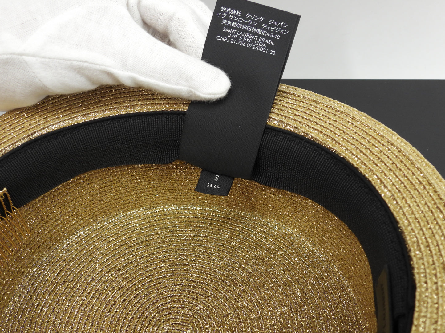 Saint Laurent hat gold black band ladies hat very good condition @ 1