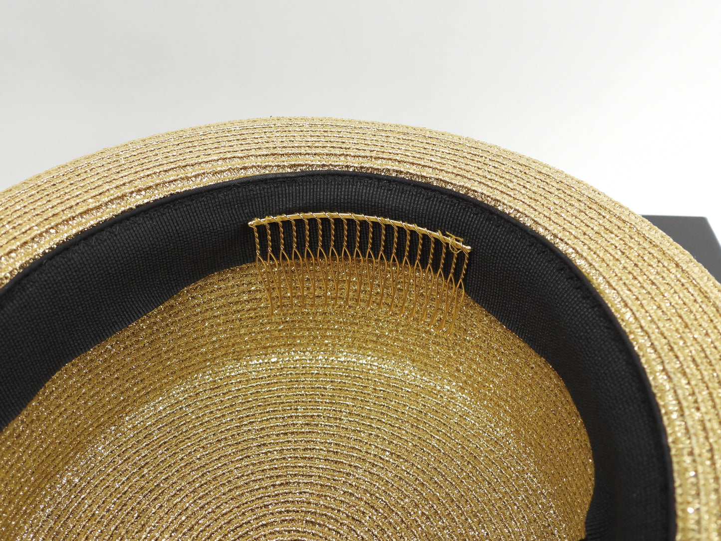 Saint Laurent hat gold black band ladies hat very good condition @ 1