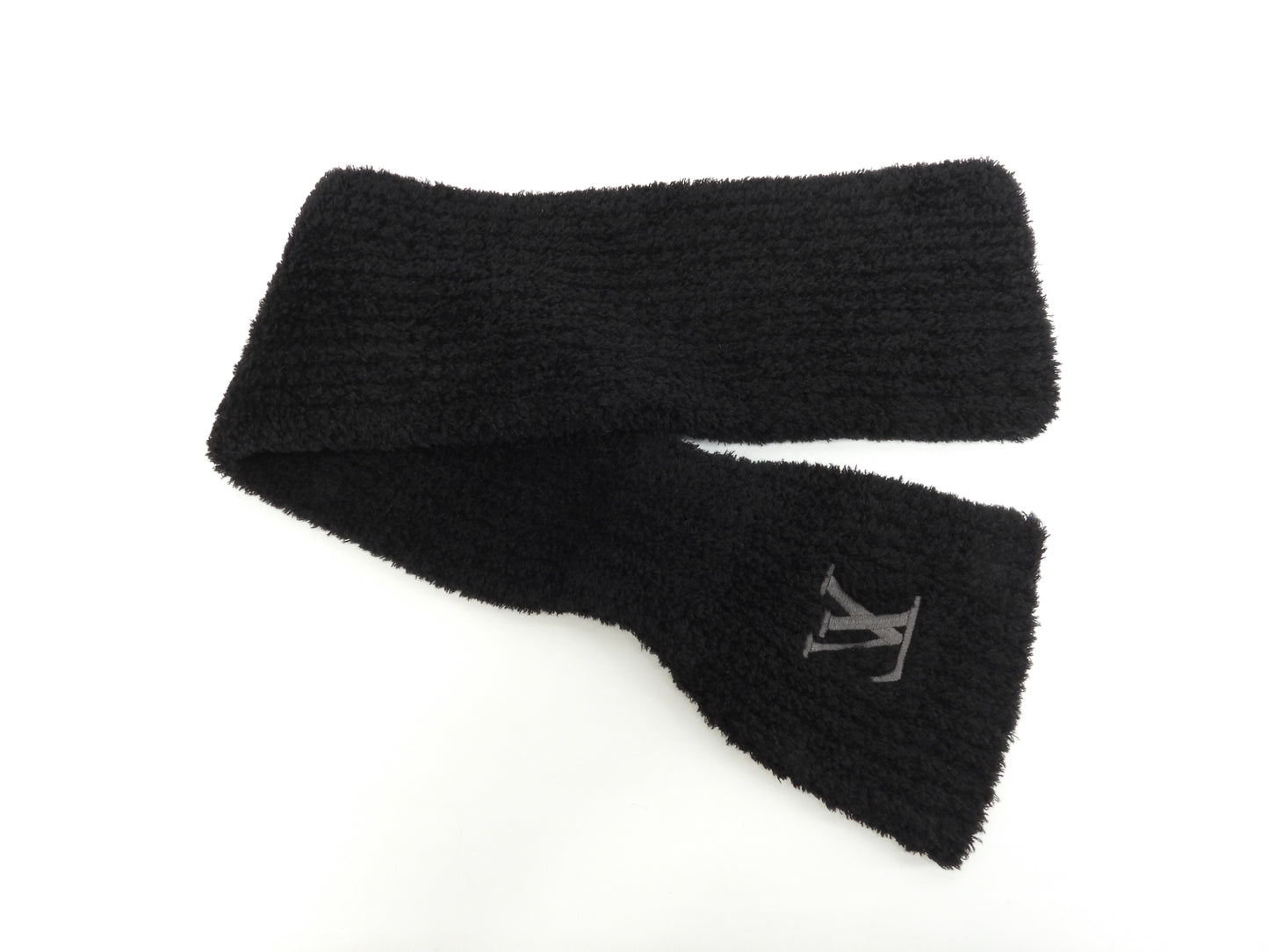 ルイヴィトン マフラー オンリ LVミニコンフィ ウール黒 ネックウォーマー 美品@MY4264