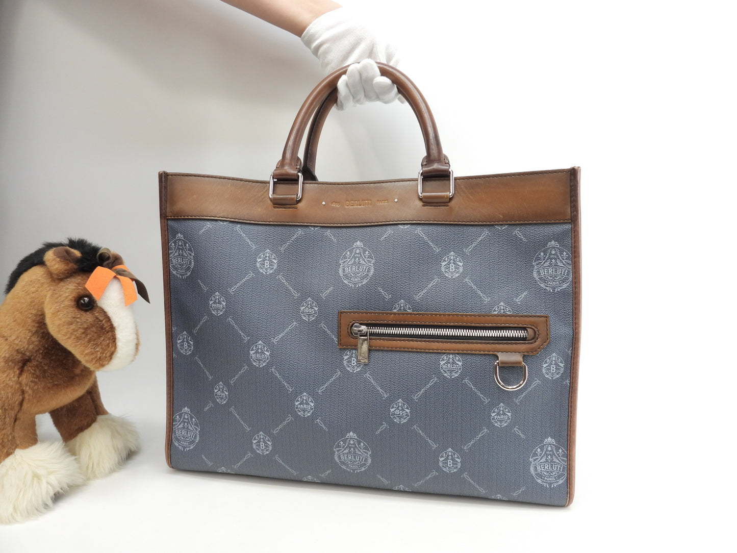 Berluti Ulisse Small Signature Blue-brown Men's Tote Bag @G1211P