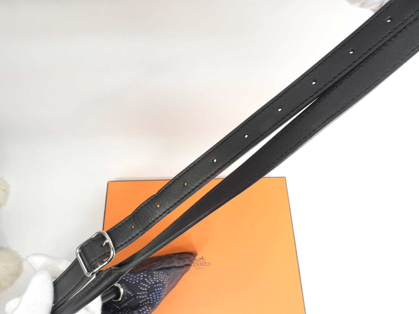 エルメス シルキーシティPM シルク/レザー 黒 ショルダーバッグ クロスボディバッグ@□N