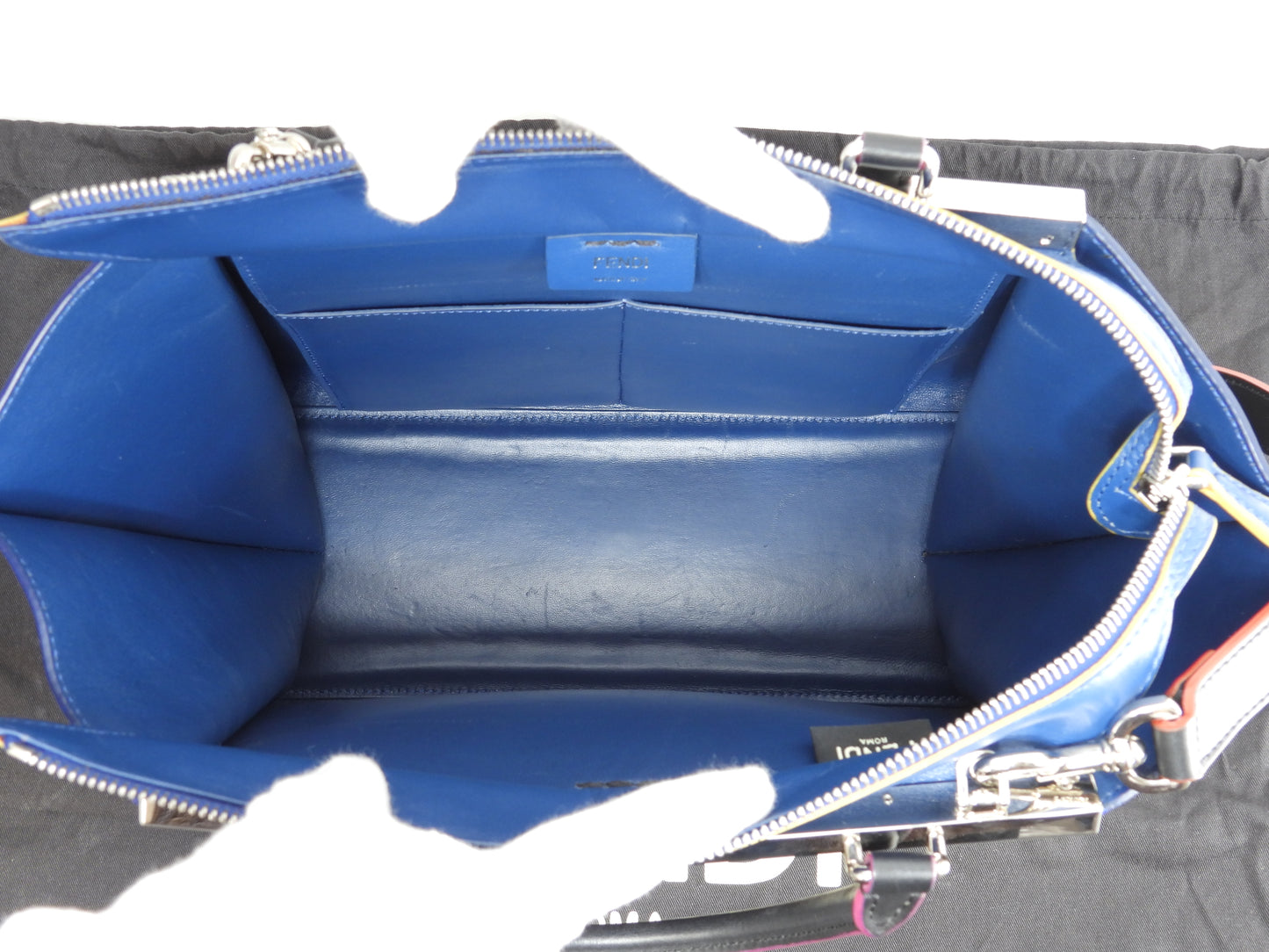 フェンディ トロワジュール レザー黒 s付ハンドバッグ トートバッグ 美品@ 57