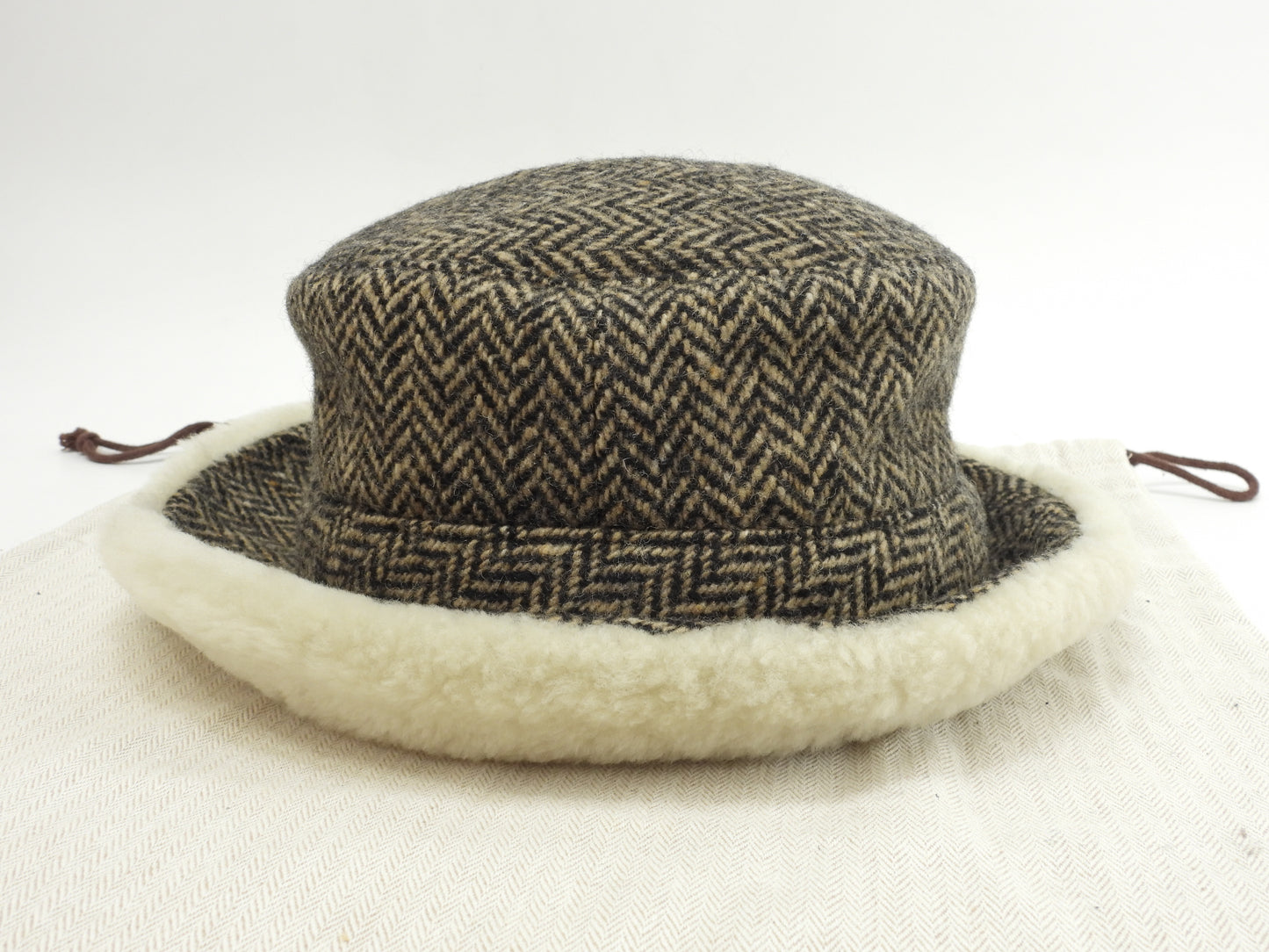 エルメス バゲットハット ウール90%カシミア10% 黒茶白 帽子 美品@ 1