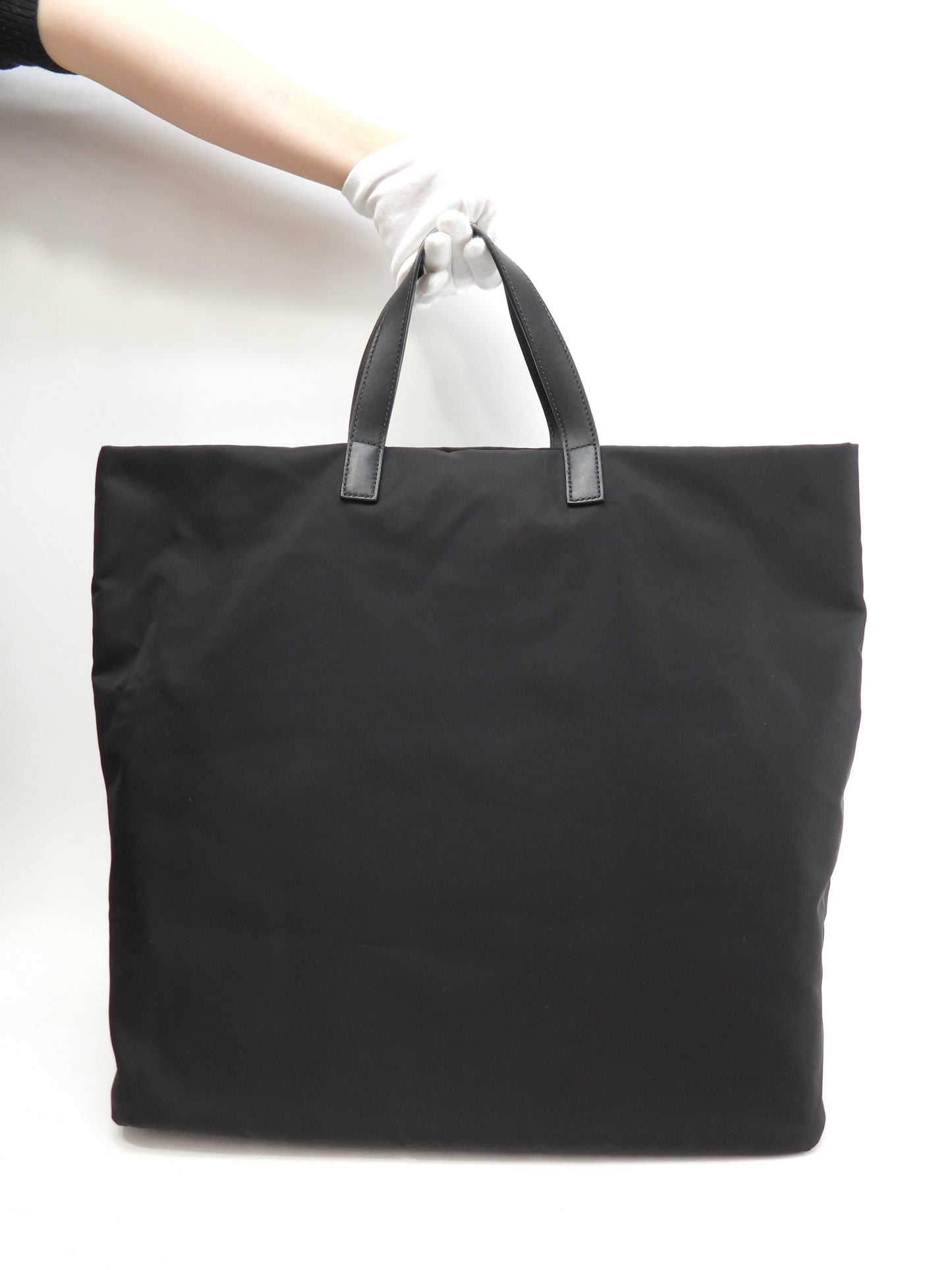 プラダ トートバッグ メンズ ナイロン黒 縦長ハンドバッグ 極美品@173