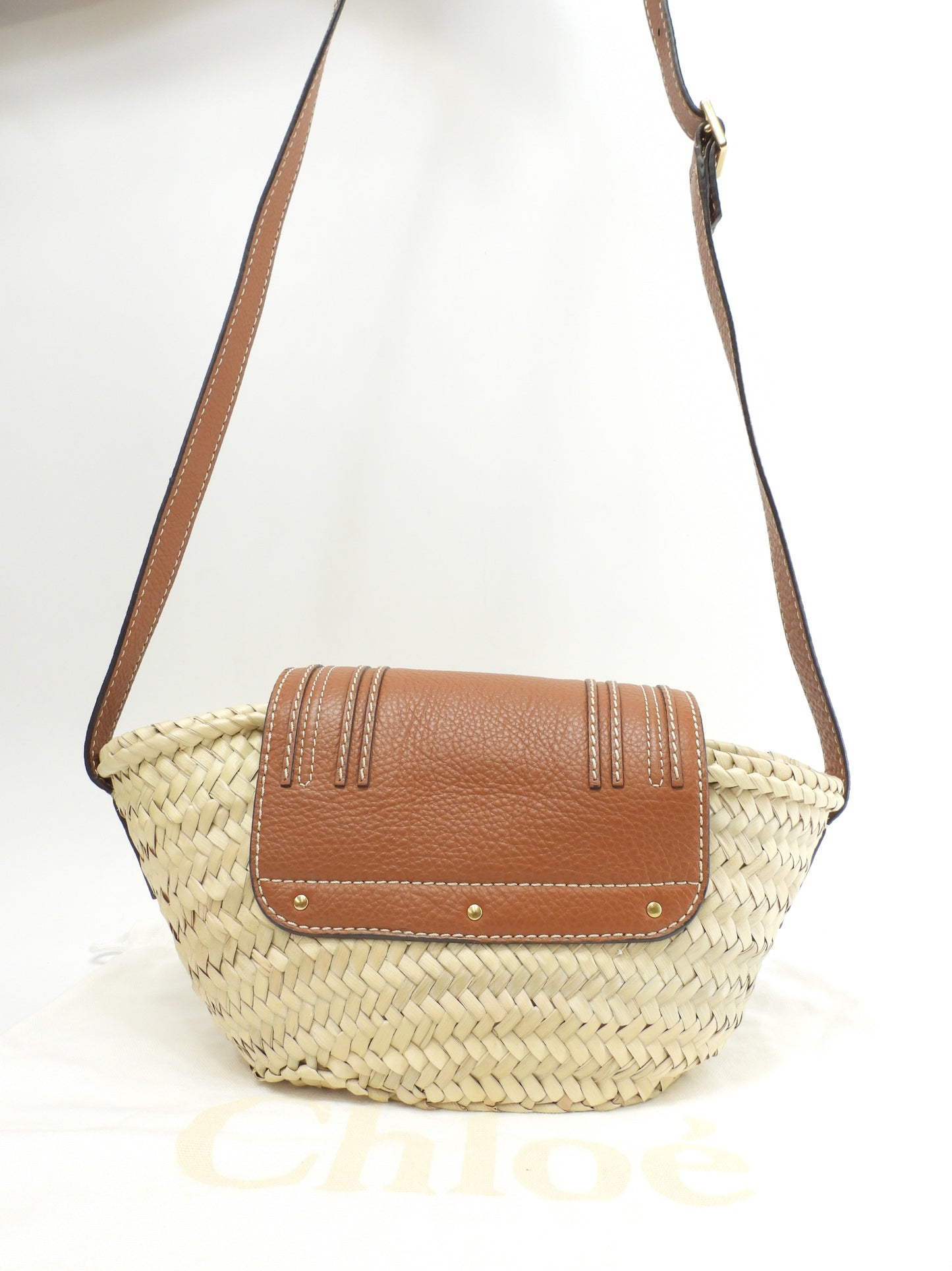 クロエ ポシェット マーシー パームリーフ/レザー/ナチュラル茶 クロスボディバッグ 新品同様@02-21-60-65