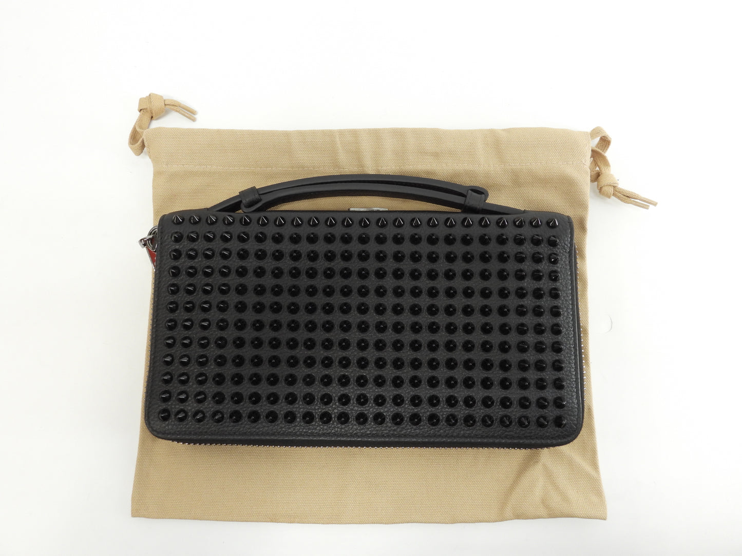 クリスチャンルブタン ロングウォレットXL レザー黒 メンズ ジップ長財布 グリップ付@ 50