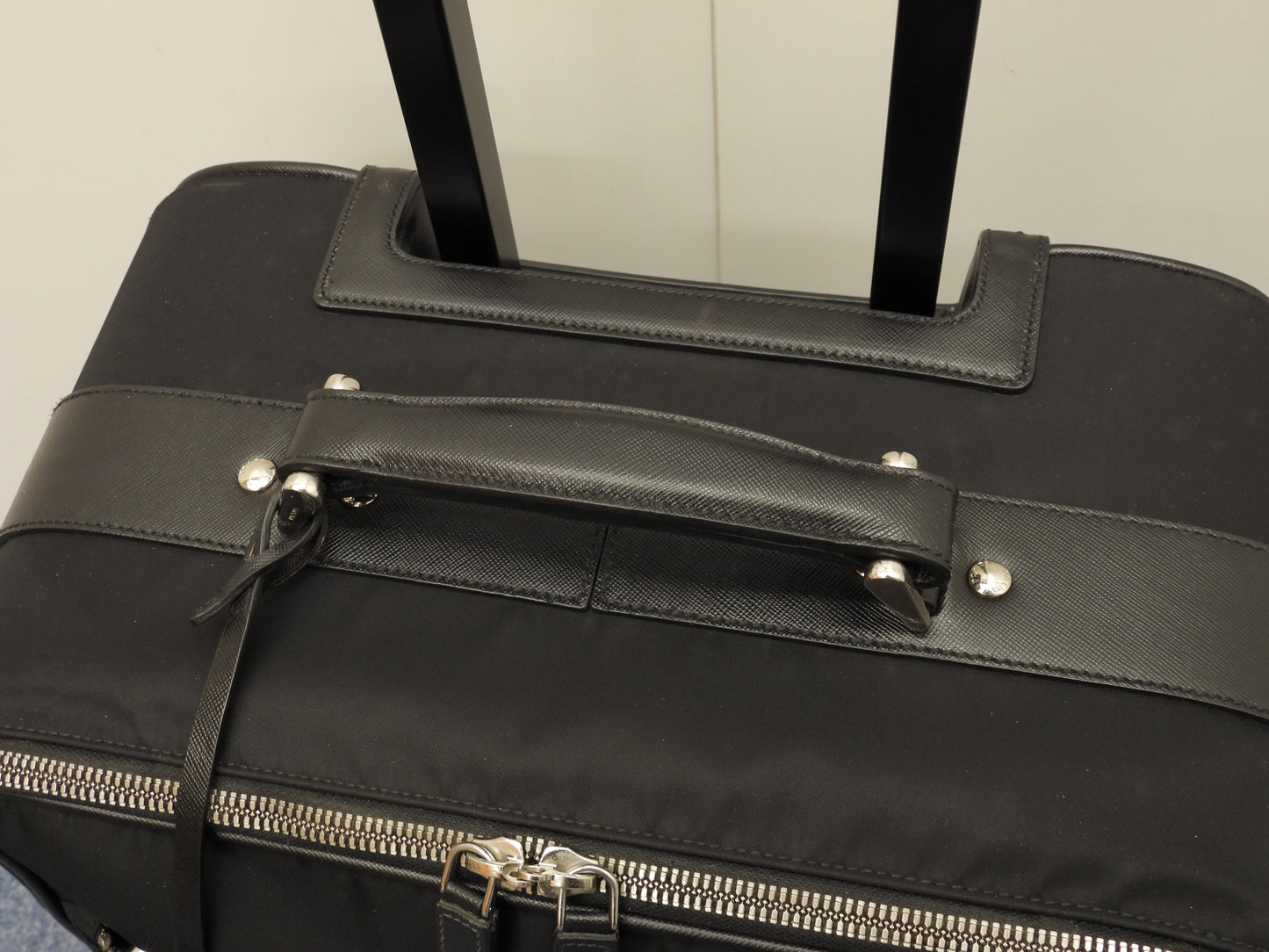 Prada Carry Bag Tessuto/Saffiano Black Travel Trolley Bag Suitcase@8