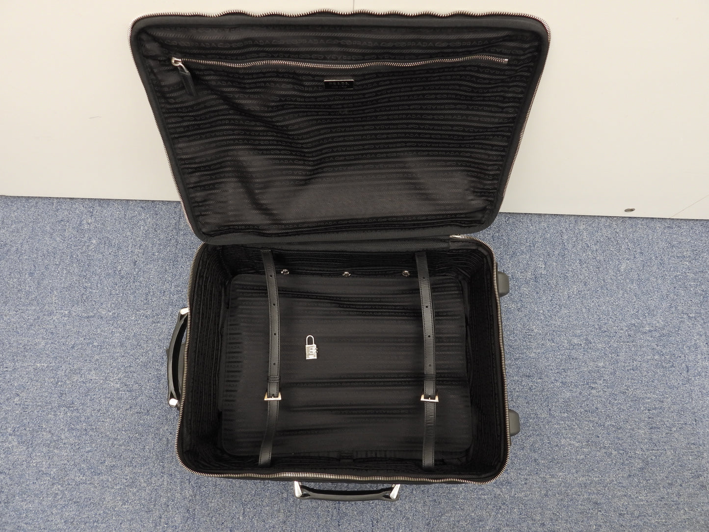 Prada Carry Bag Tessuto/Saffiano Black Travel Trolley Bag Suitcase@8