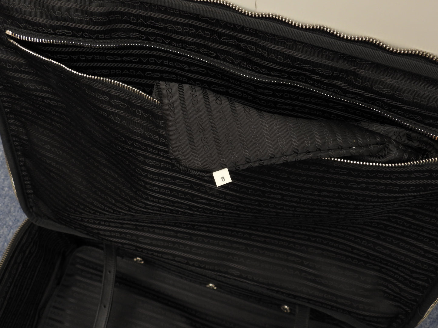 Prada Carry Bag Tessuto/Saffiano Black Travel Trolley Bag Suitcase@8