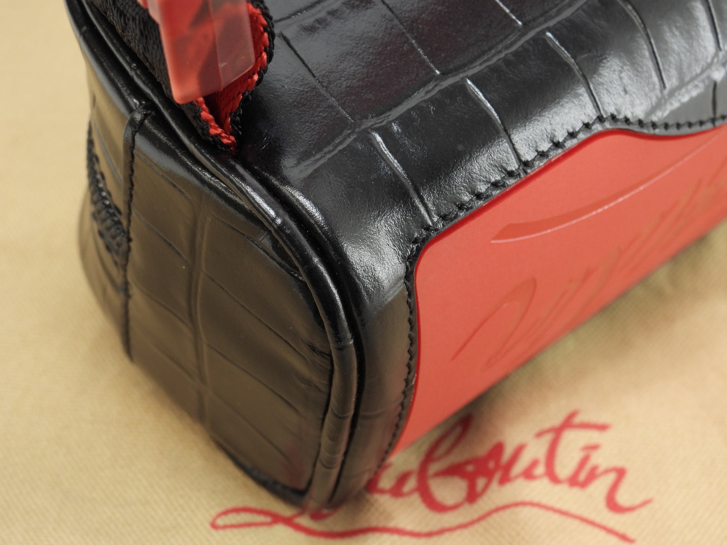 クリスチャンルブタン ボディバッグ小 Blaster クロコ型押レザー黒 ウエストバッグ 未使用@ 12