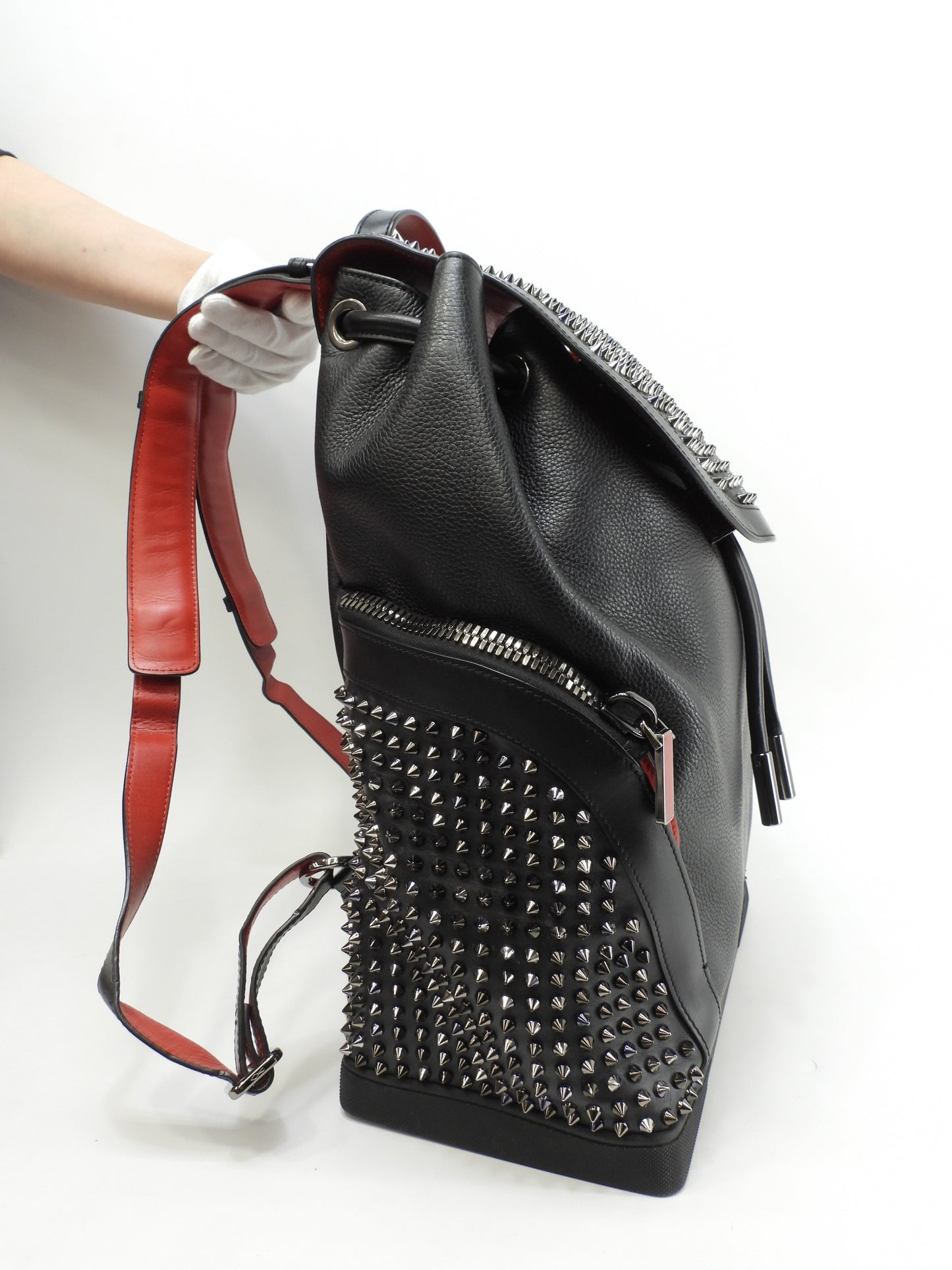 クリスチャンルブタン エクスプローラファンク 銀スタッズ レザー黒 バックパック リュック 美品@ 1