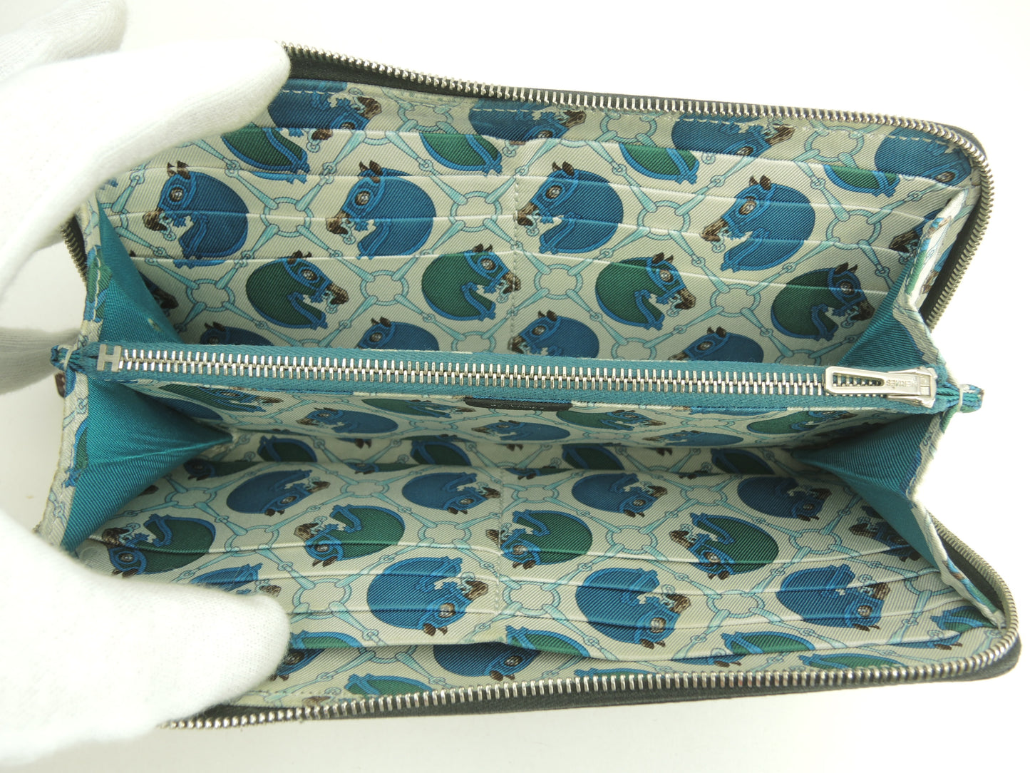 エルメス アザップロングシルクイン エプソンレザー 黒 ロングウォレット@A