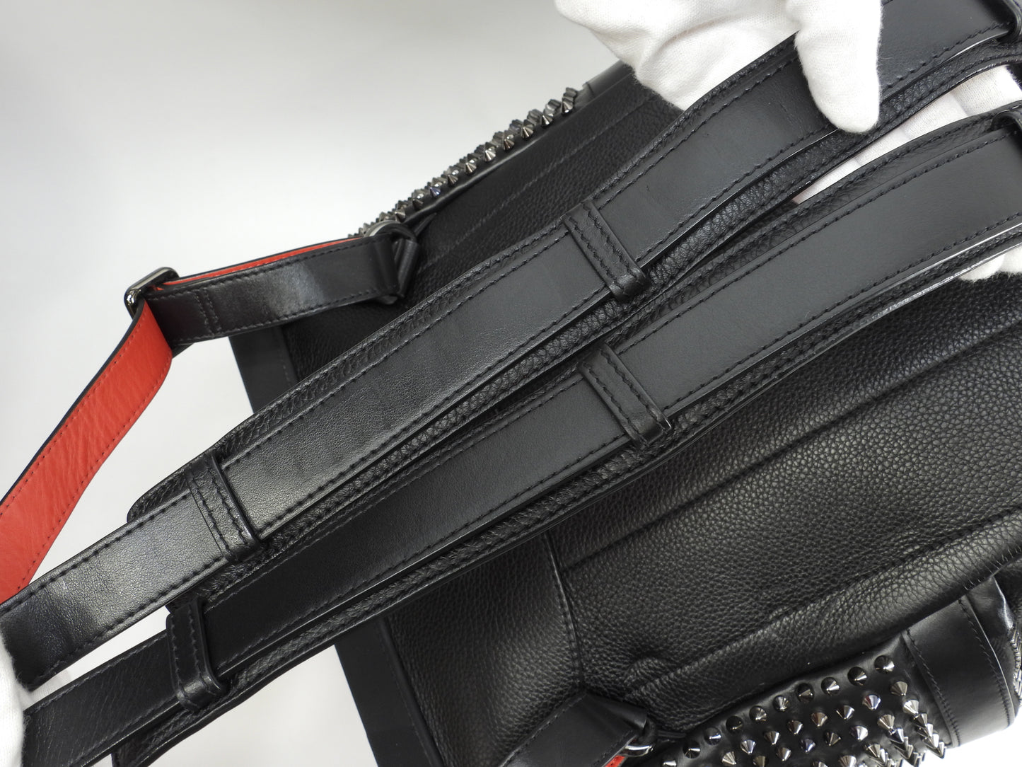 クリスチャンルブタン エクスプローラファンク 銀スタッズ レザー黒 バックパック リュック 美品@ 1