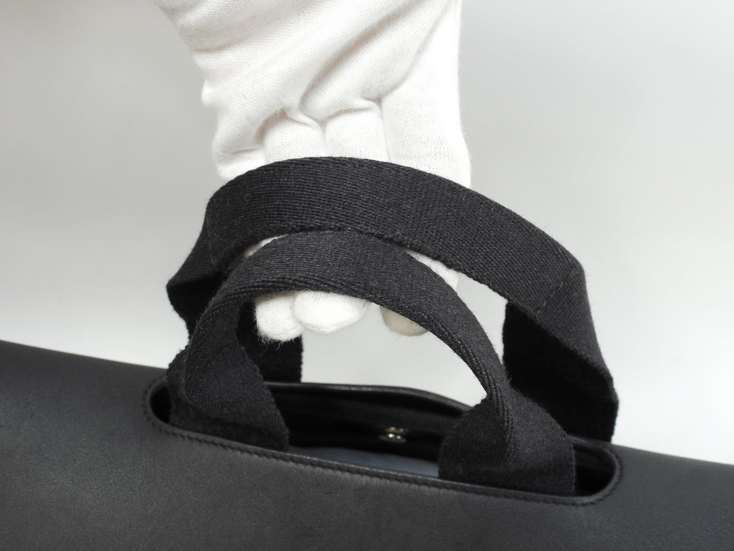 エルメス ヴァルパライソPM コットン/レザー 黒 トートバッグ ハンドバッグ 美品@□M
