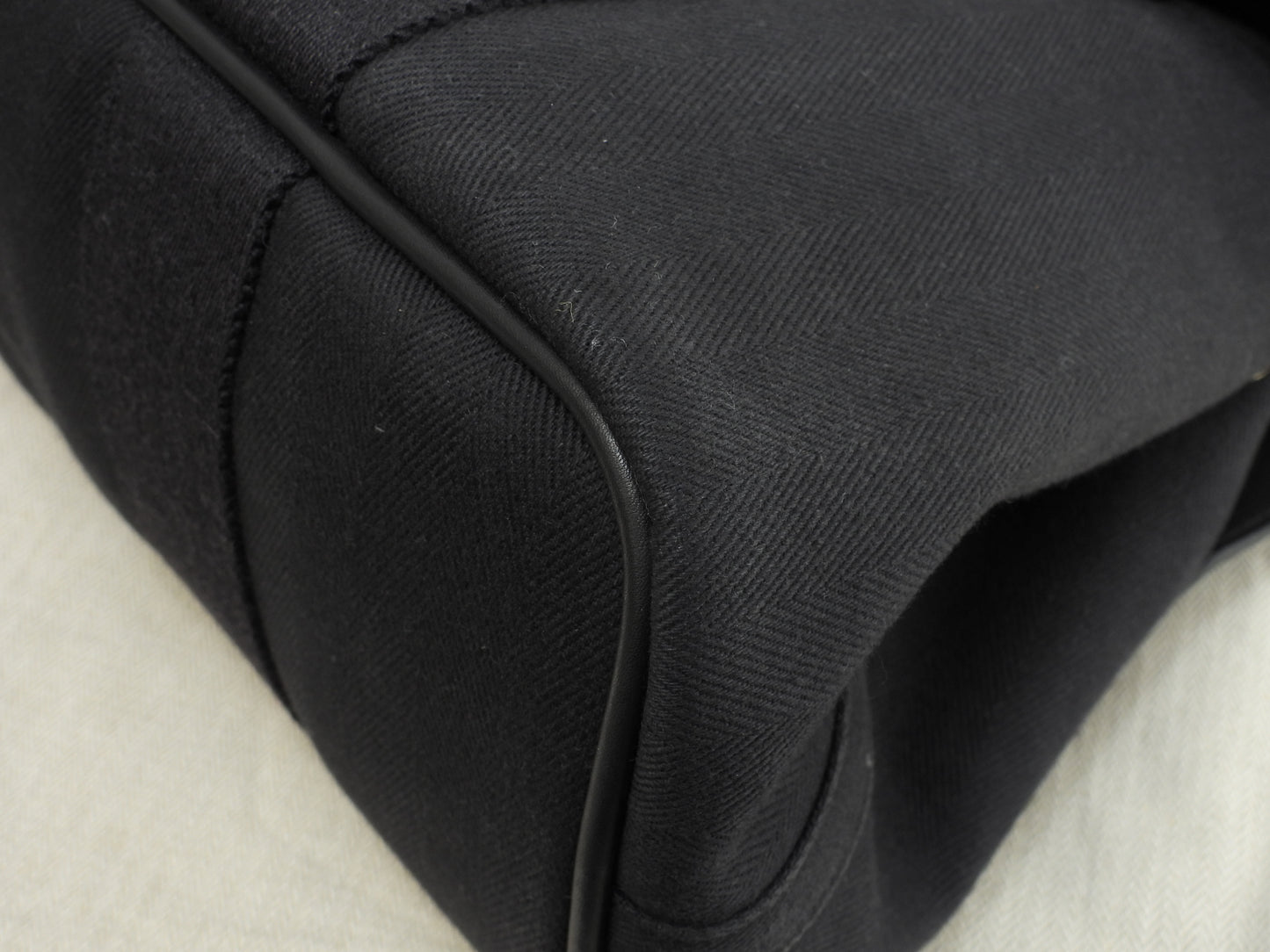 エルメス ヴァルパライソPM コットン/レザー 黒 トートバッグ ハンドバッグ 美品@□M