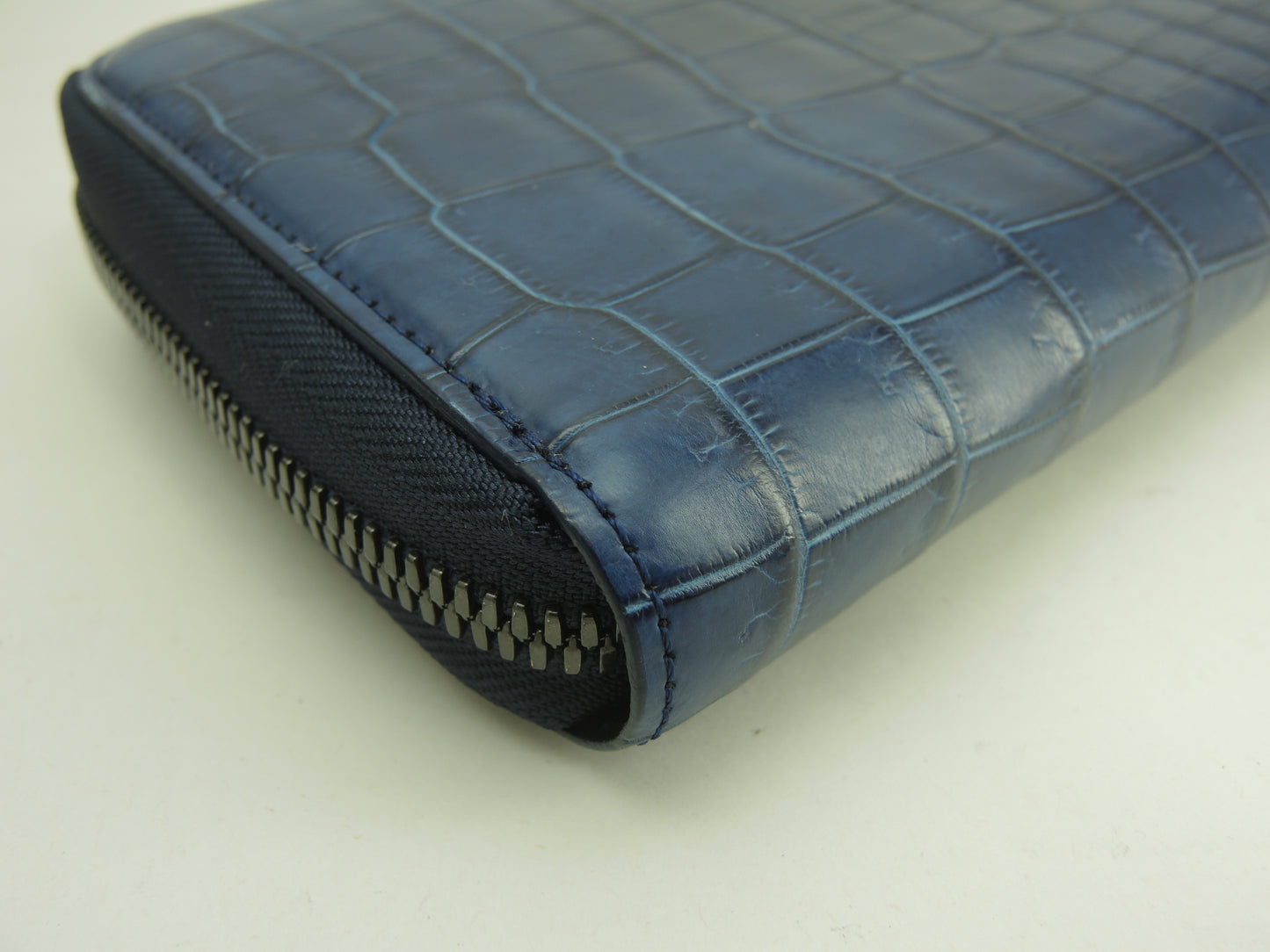 池田工芸 ラウンドジップ長財布大 クロコダイルポロサス 紺 ロングウォレット 極美品@ 1