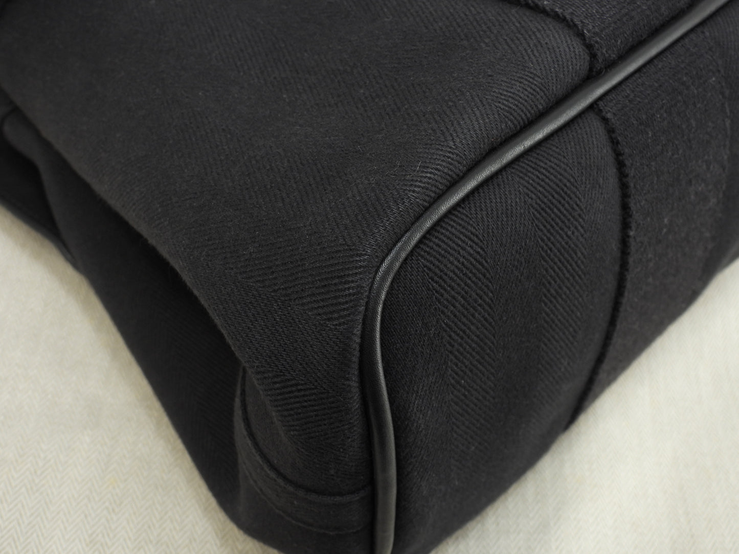 エルメス ヴァルパライソPM コットン/レザー 黒 トートバッグ ハンドバッグ 美品@□M
