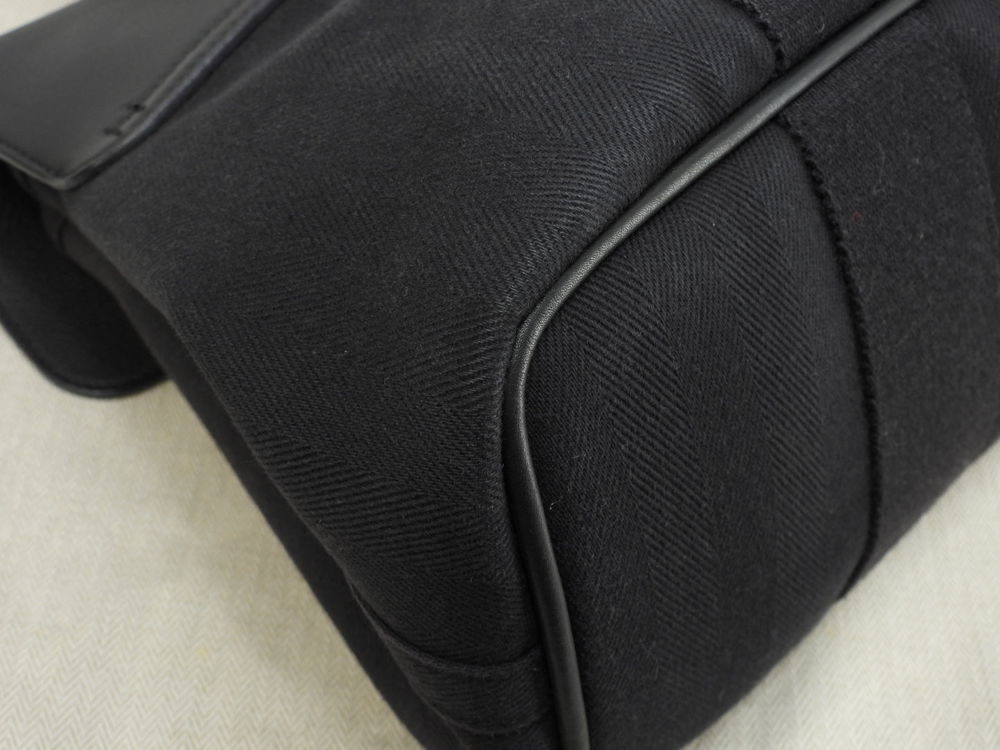 エルメス ヴァルパライソPM コットン/レザー 黒 トートバッグ ハンドバッグ 美品@□M