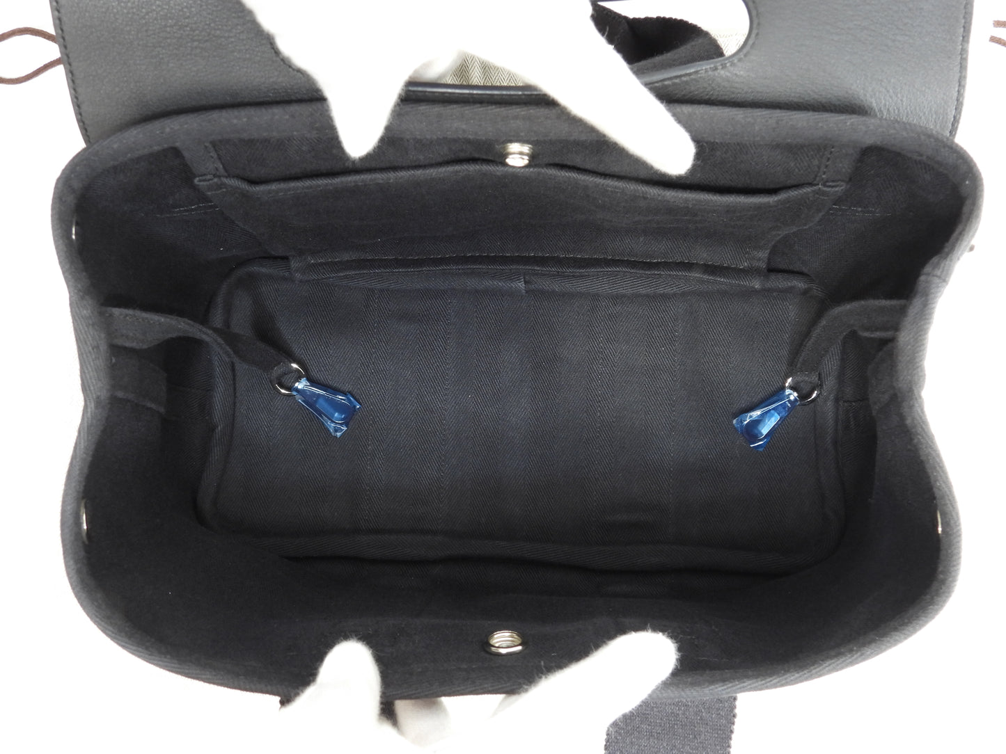 エルメス ヴァルパライソPM コットン/レザー 黒 トートバッグ ハンドバッグ 美品@□M