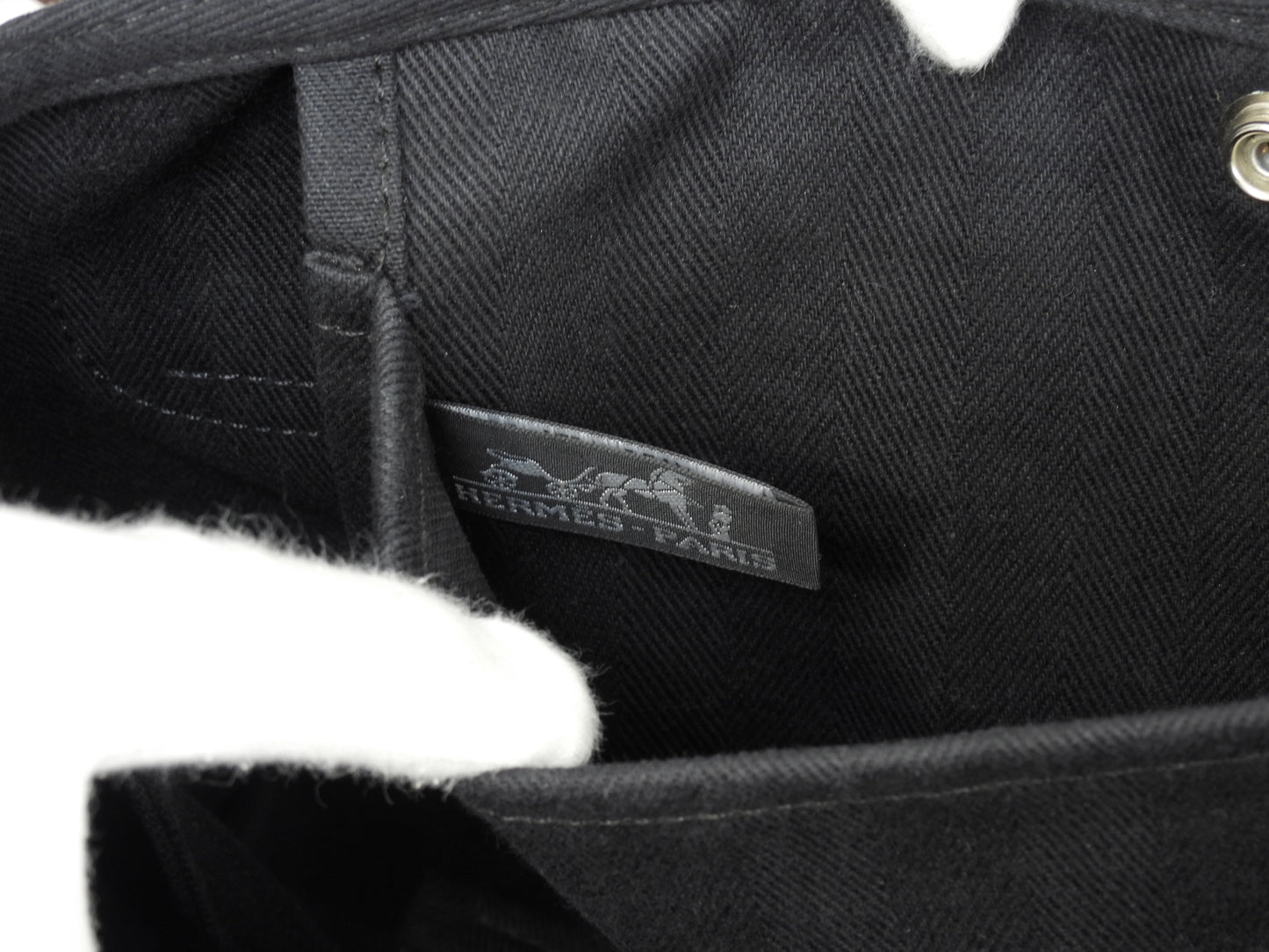 エルメス ヴァルパライソPM コットン/レザー 黒 トートバッグ ハンドバッグ 美品@□M
