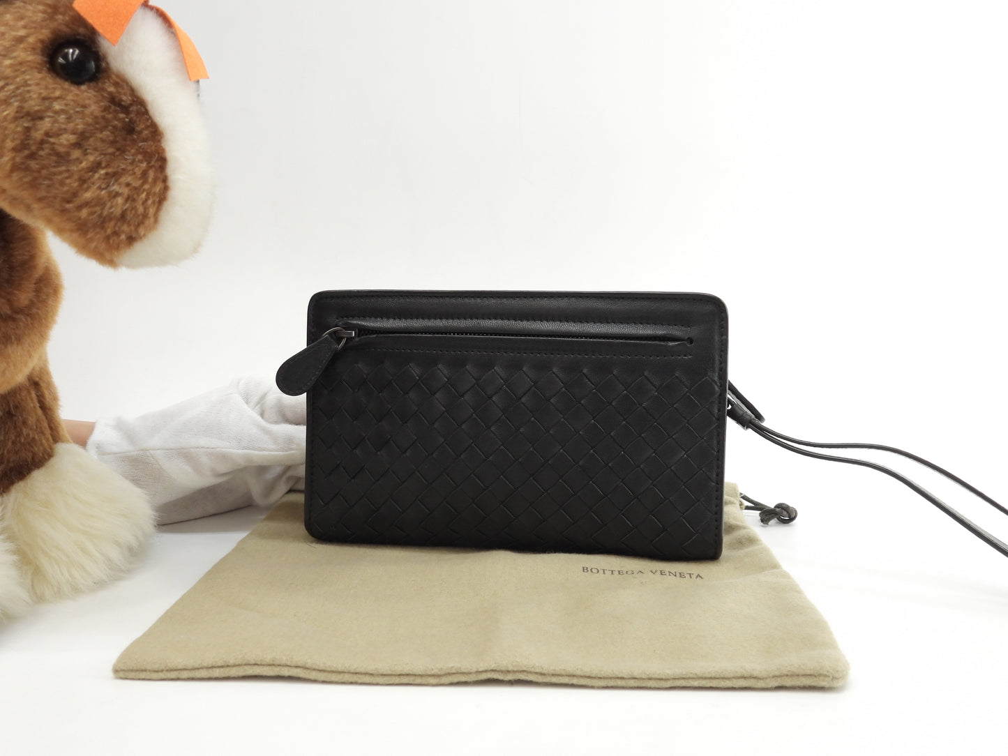 Bottega Veneta Clutch Wallet Small Intrecciato Leather Black Second Bag @B00660846I
