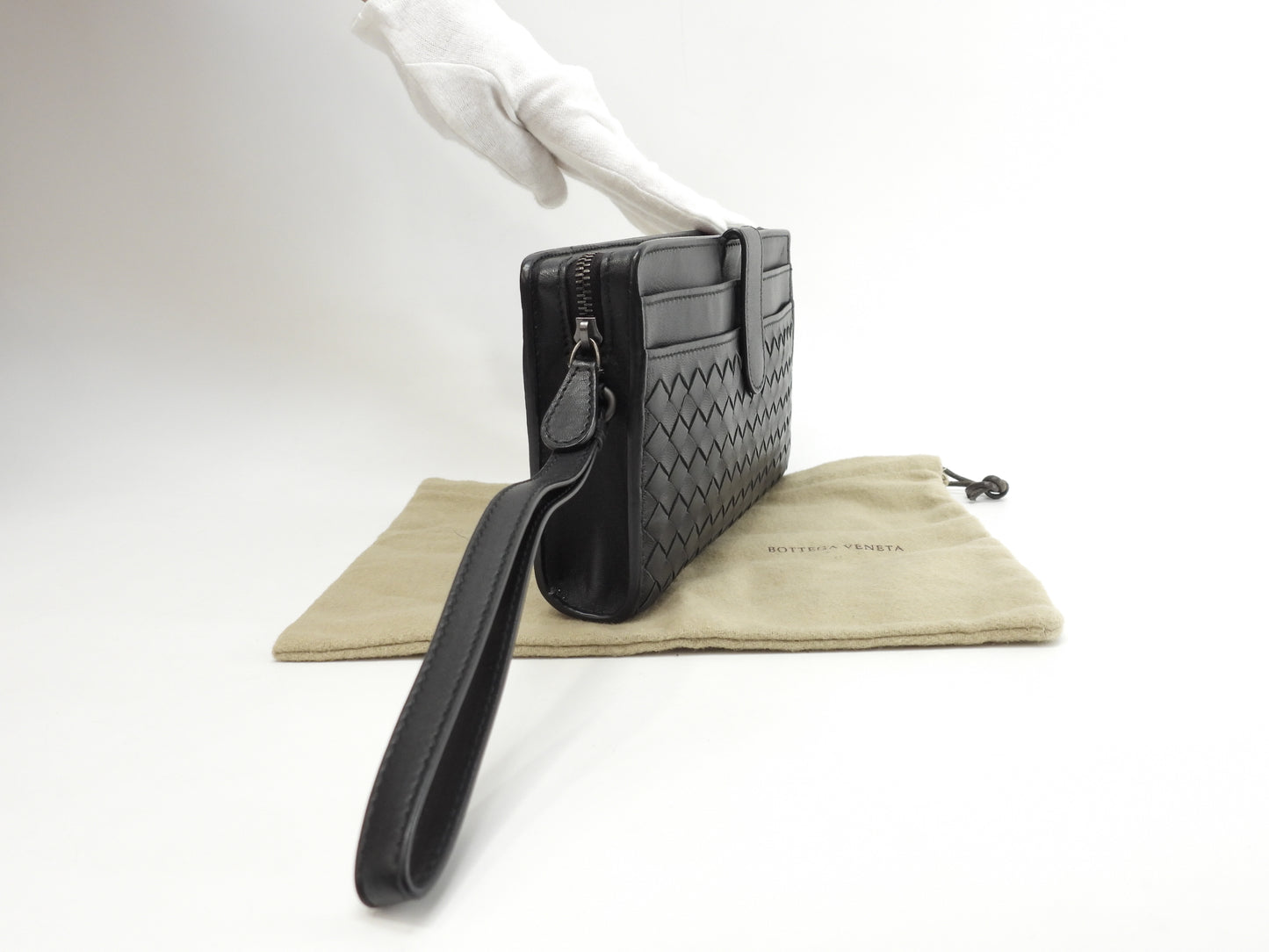 Bottega Veneta Clutch Wallet Small Intrecciato Leather Black Second Bag @B00660846I