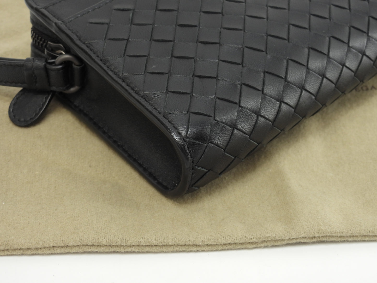 Bottega Veneta Clutch Wallet Small Intrecciato Leather Black Second Bag @B00660846I