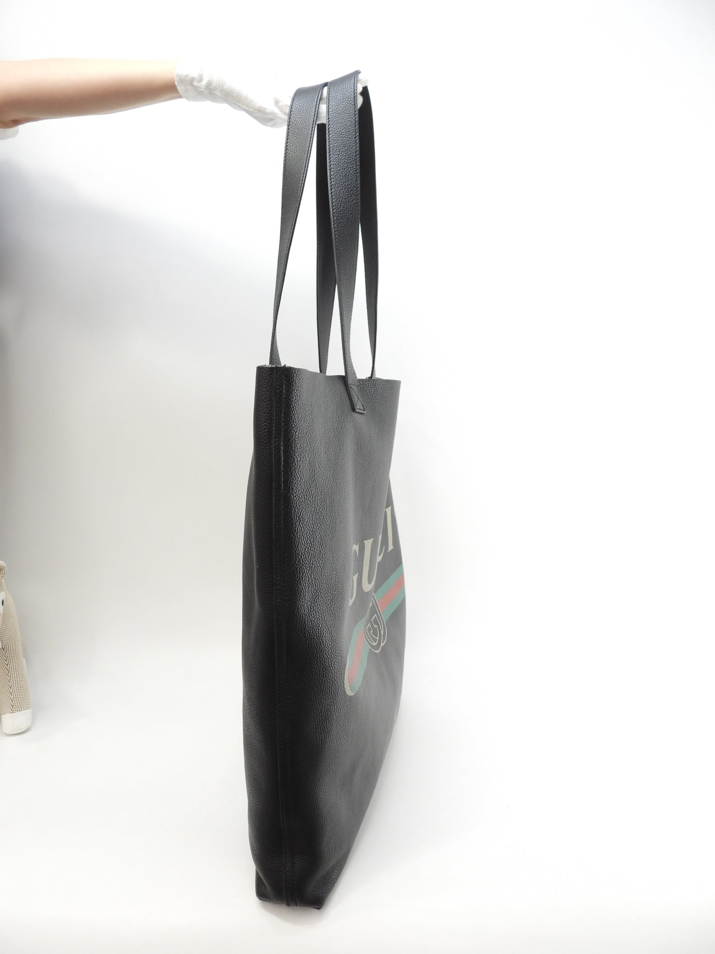 グッチ トートバッグ大 プリント レザー黒 メンズショルダーバッグ 美品@ 5