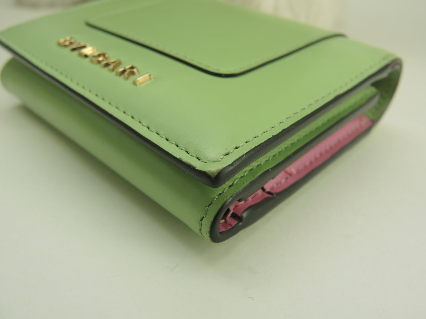 ブルガリ 三折財布 セルペンティ レザー薄緑 ミニ財布 美品@ 18