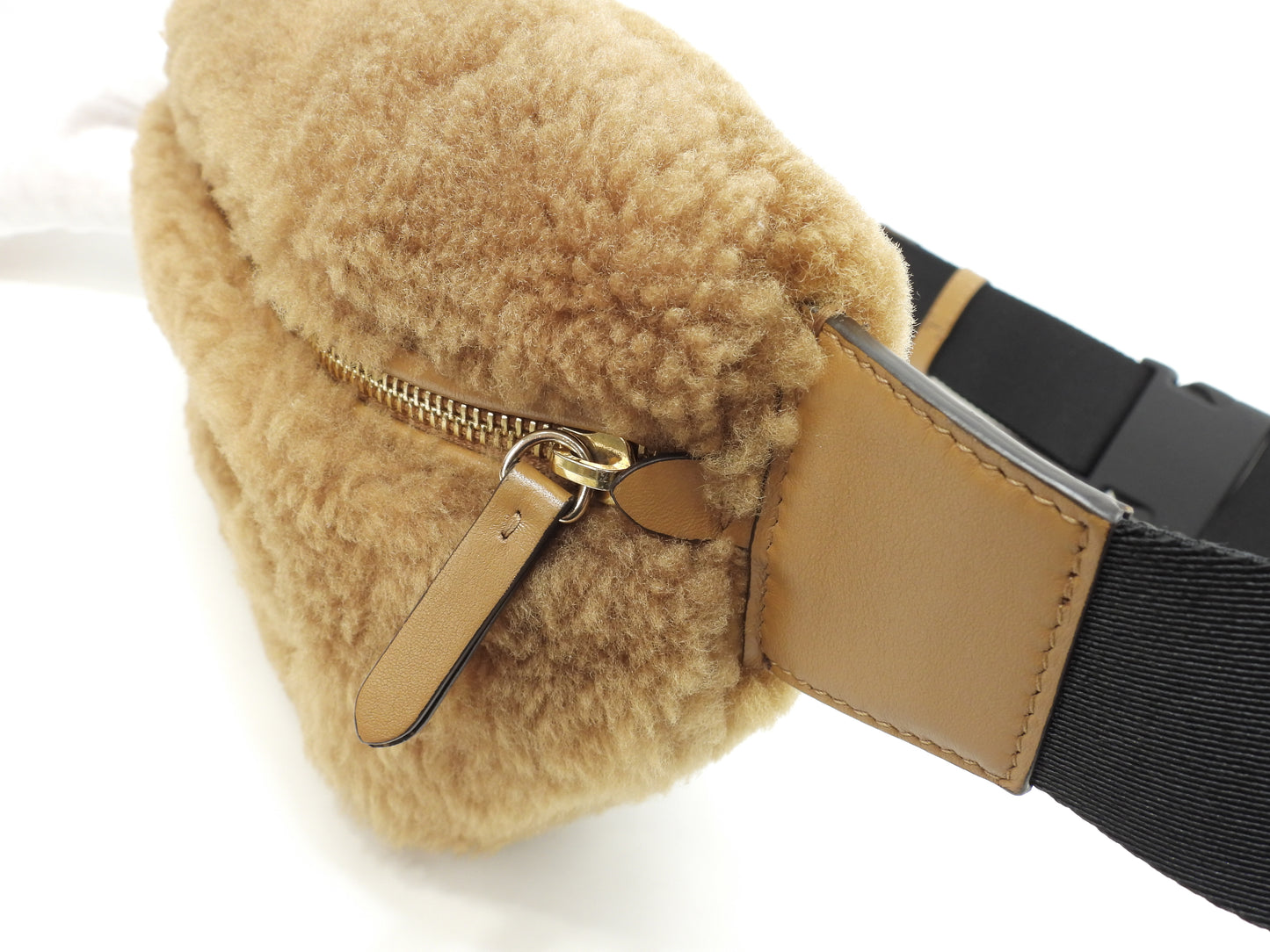 ジミーチュウ ボディバッグ ムートン 茶 バムバッグ 美品@VZ8SCH