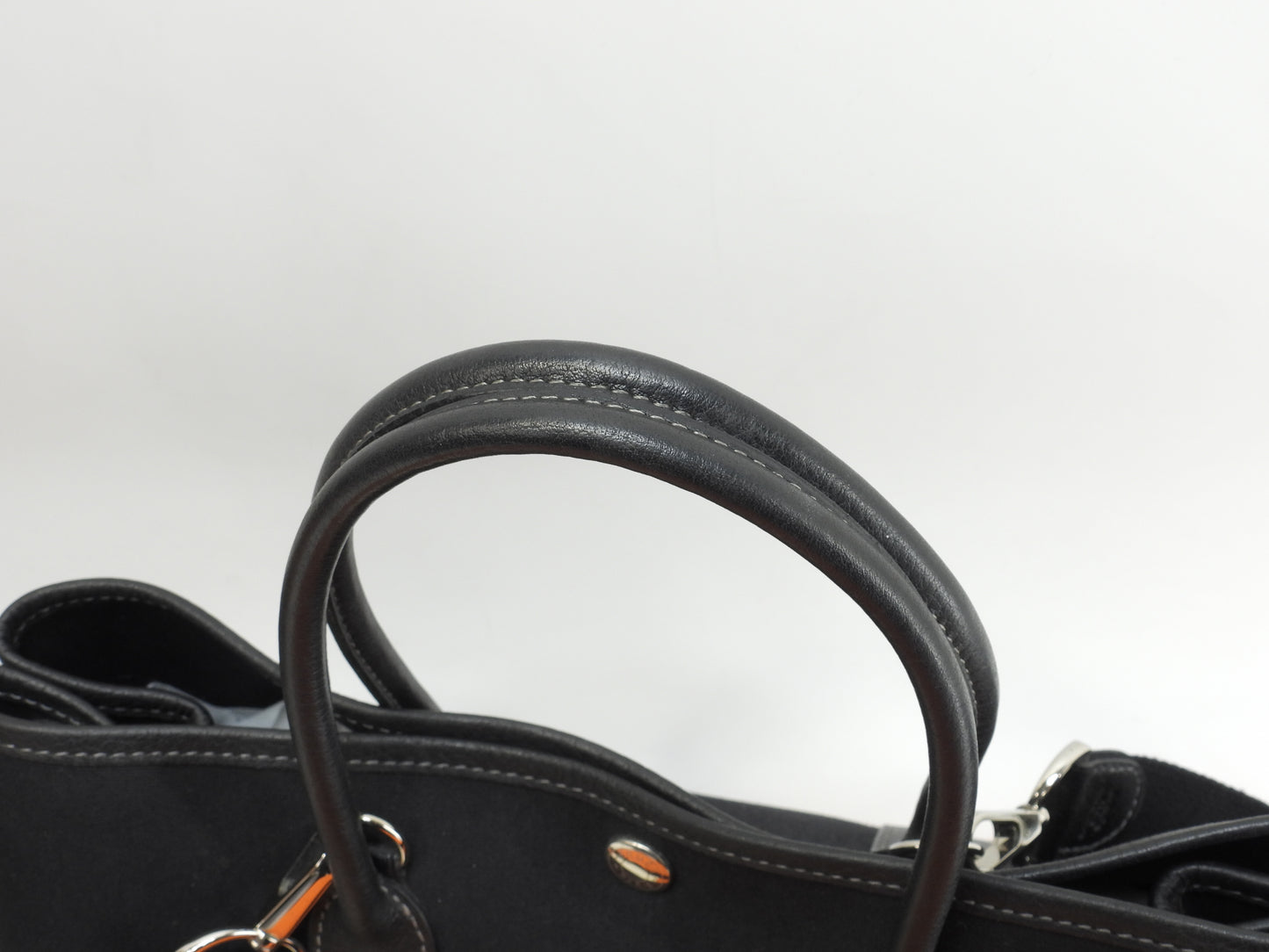 エルメス ガーデンパーティTPM トワルオフィシェ 黒 s付ハンドバッグ 美品@□H 12