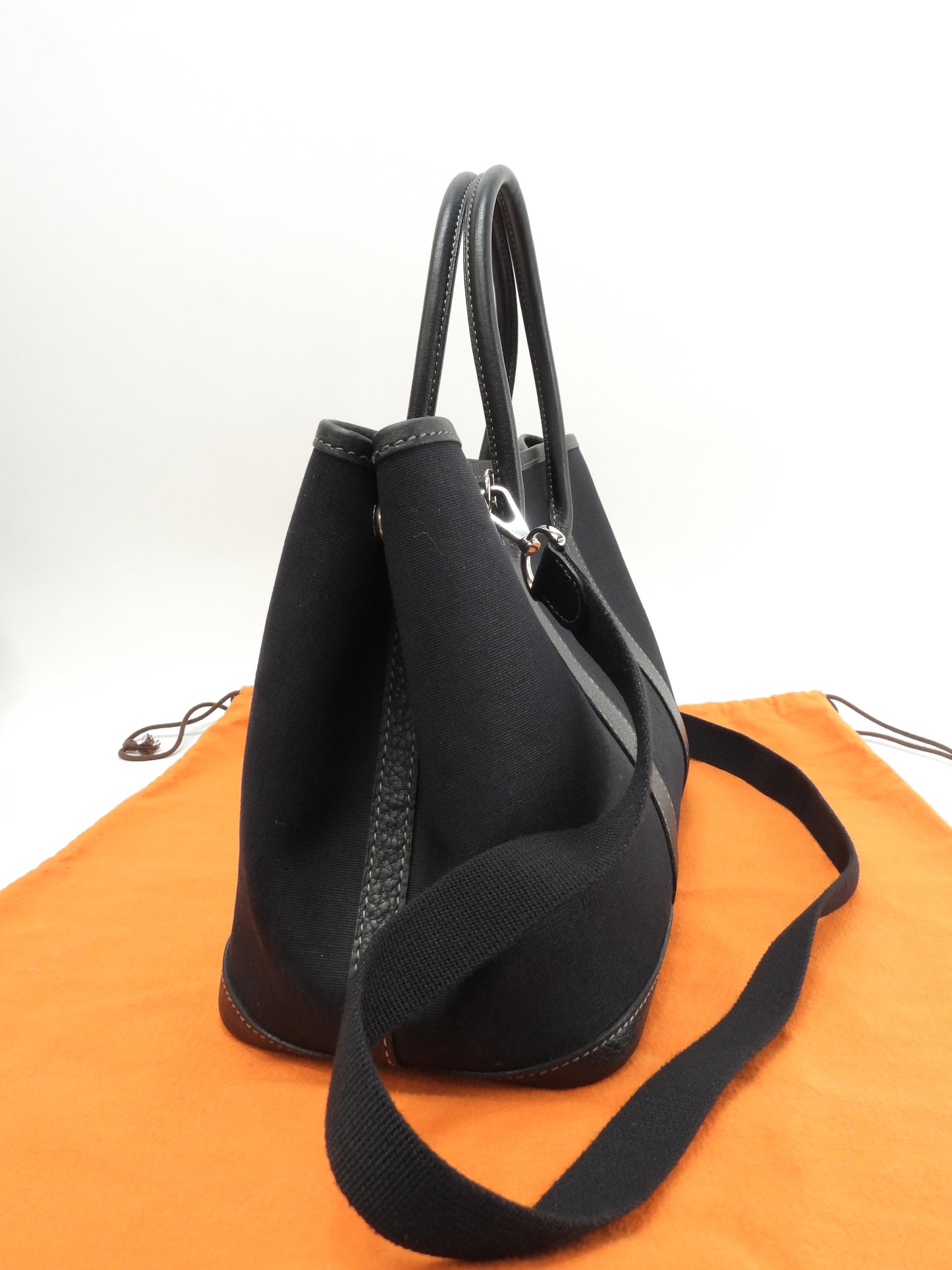 エルメス ガーデンパーティTPM トワルオフィシェ 黒 s付ハンドバッグ 美品@□H 12
