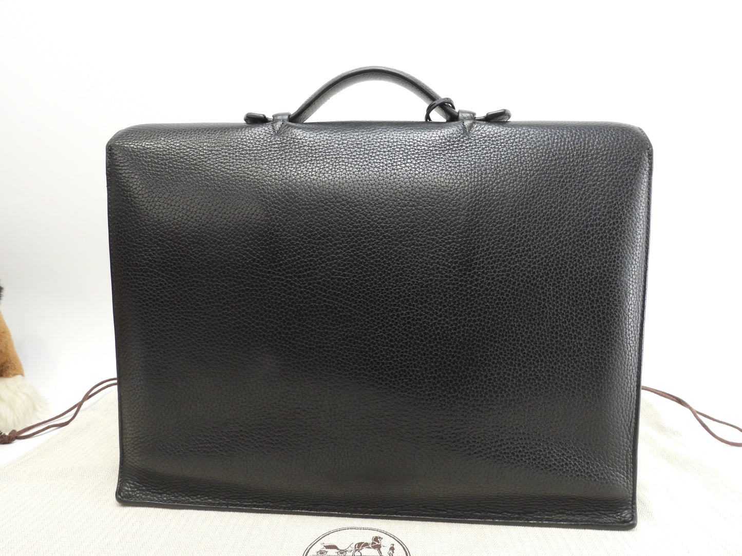 エルメス サックアデペッシュ38 フィヨルドレザー黒 シルバー金具 ブリーフケース 書類かばん@□I