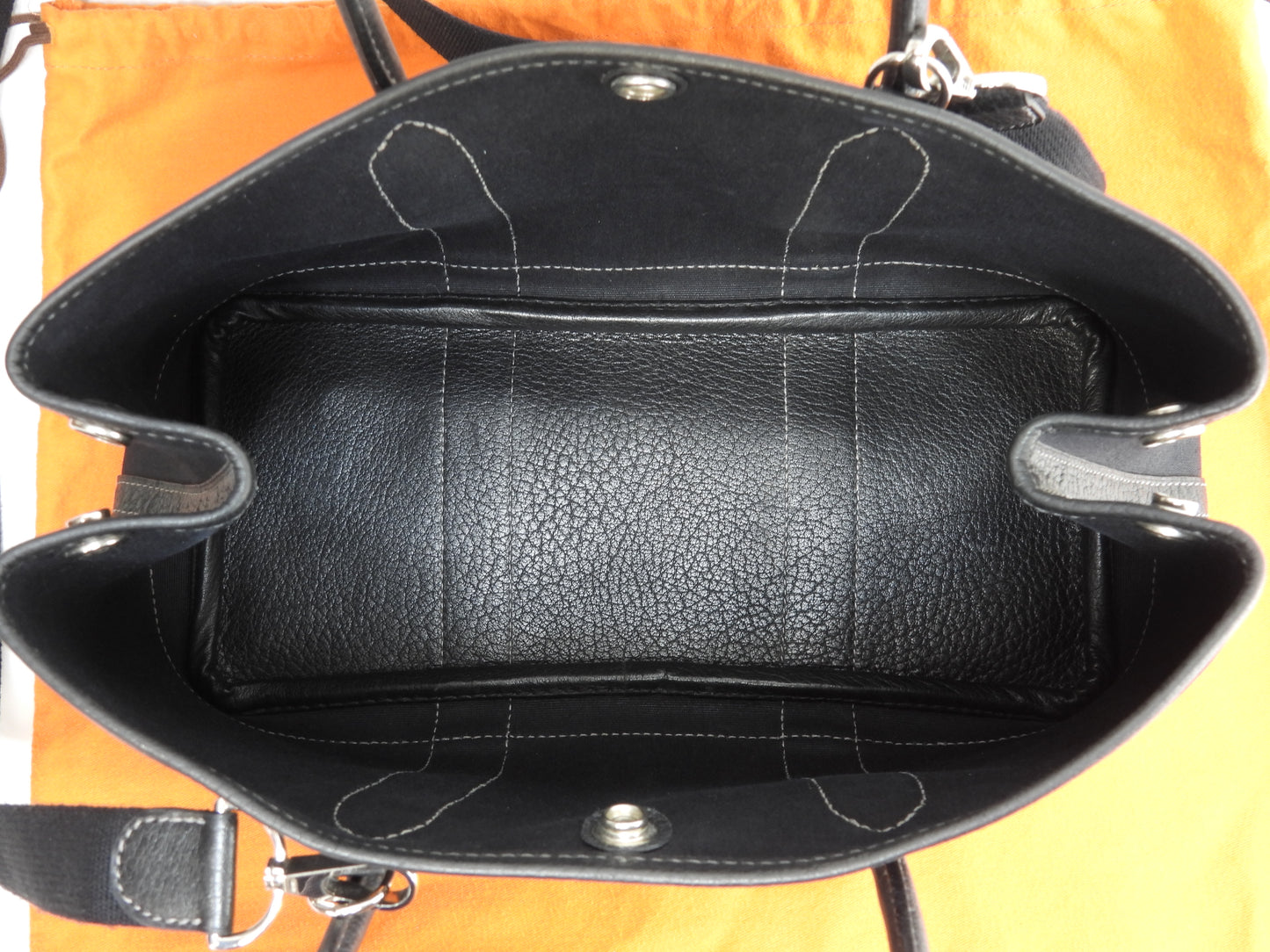 エルメス ガーデンパーティTPM トワルオフィシェ 黒 s付ハンドバッグ 美品@□H 12